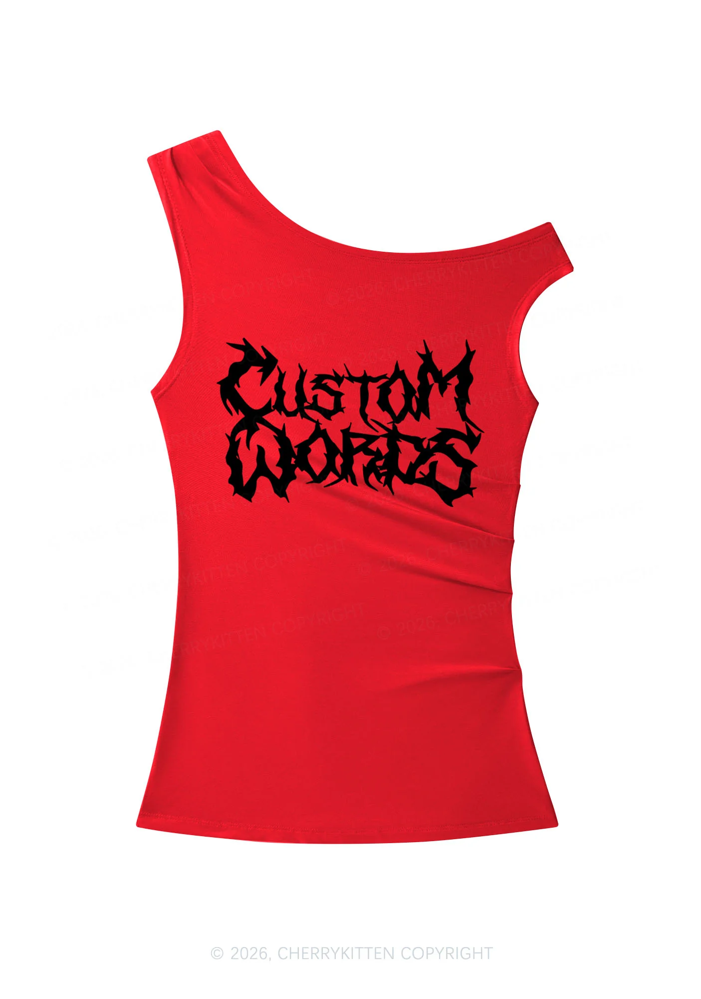 Custom Text Punk Font Y2K Off Shoulder Tank Top Cherrykitten - Image 6