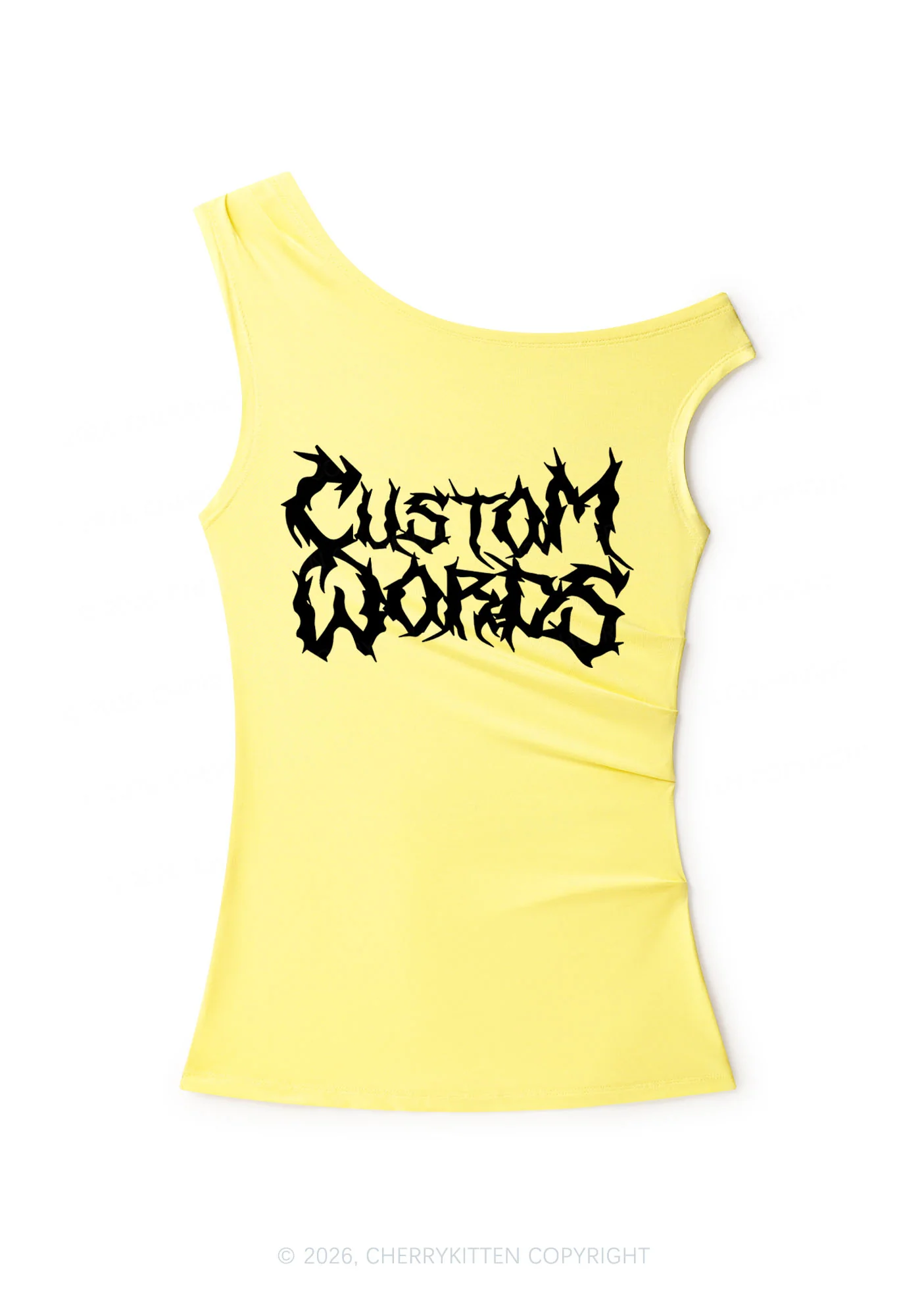 Custom Text Punk Font Y2K Off Shoulder Tank Top Cherrykitten - Image 7