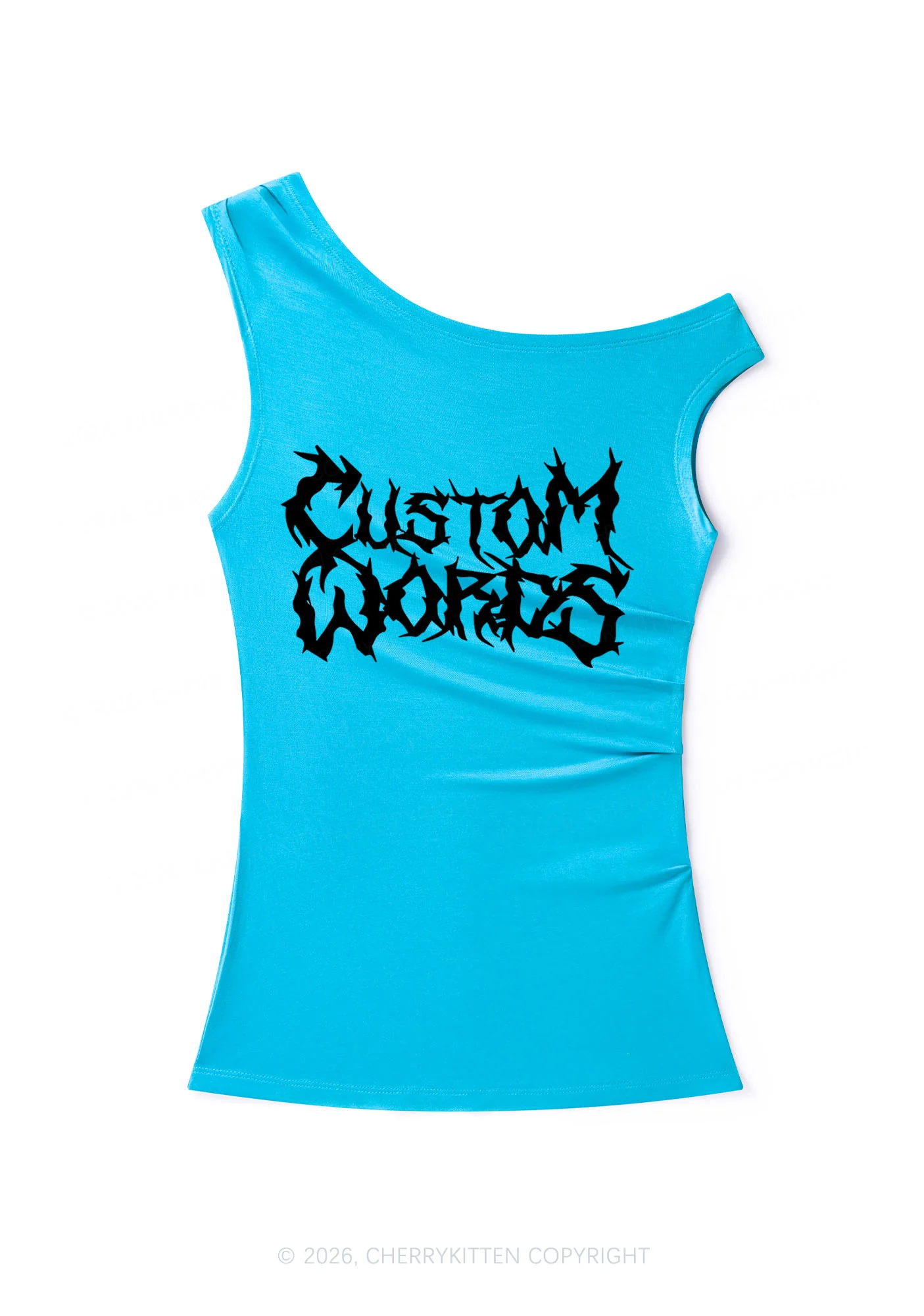 Custom Text Punk Font Y2K Off Shoulder Tank Top Cherrykitten - Image 8