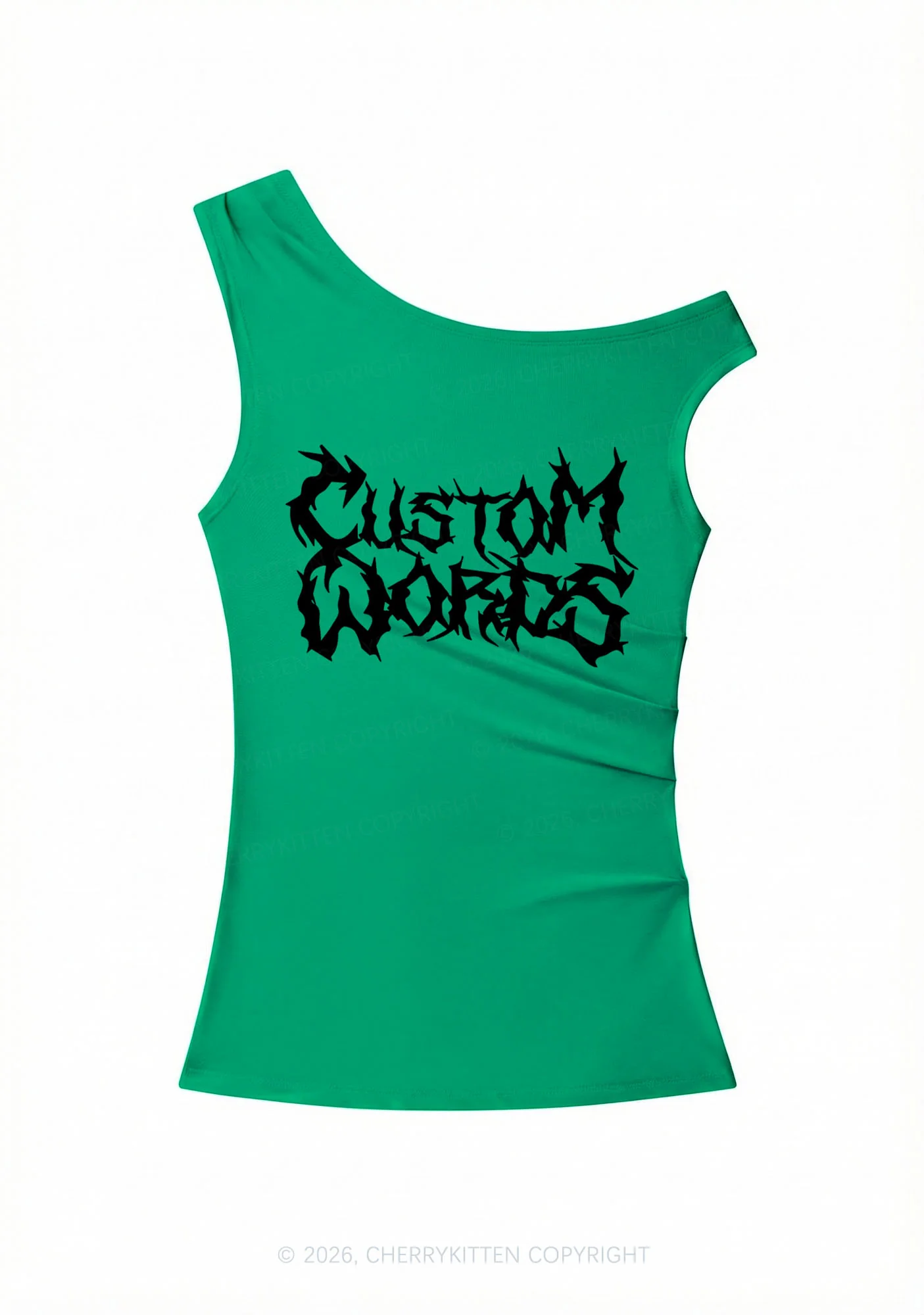 Custom Text Punk Font Y2K Off Shoulder Tank Top Cherrykitten - Image 9