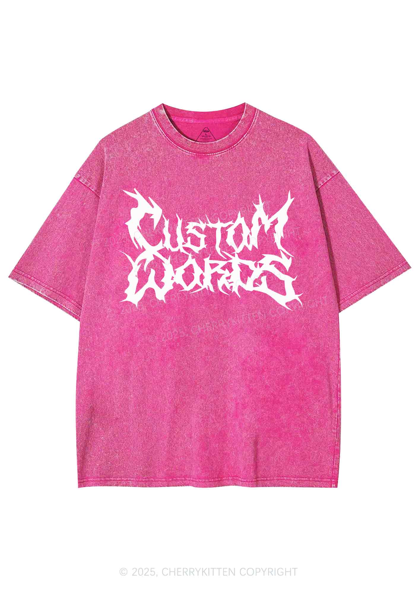 Custom Text Punk Font Y2K Shirts Washed Tee Cherrykitten - Image 4