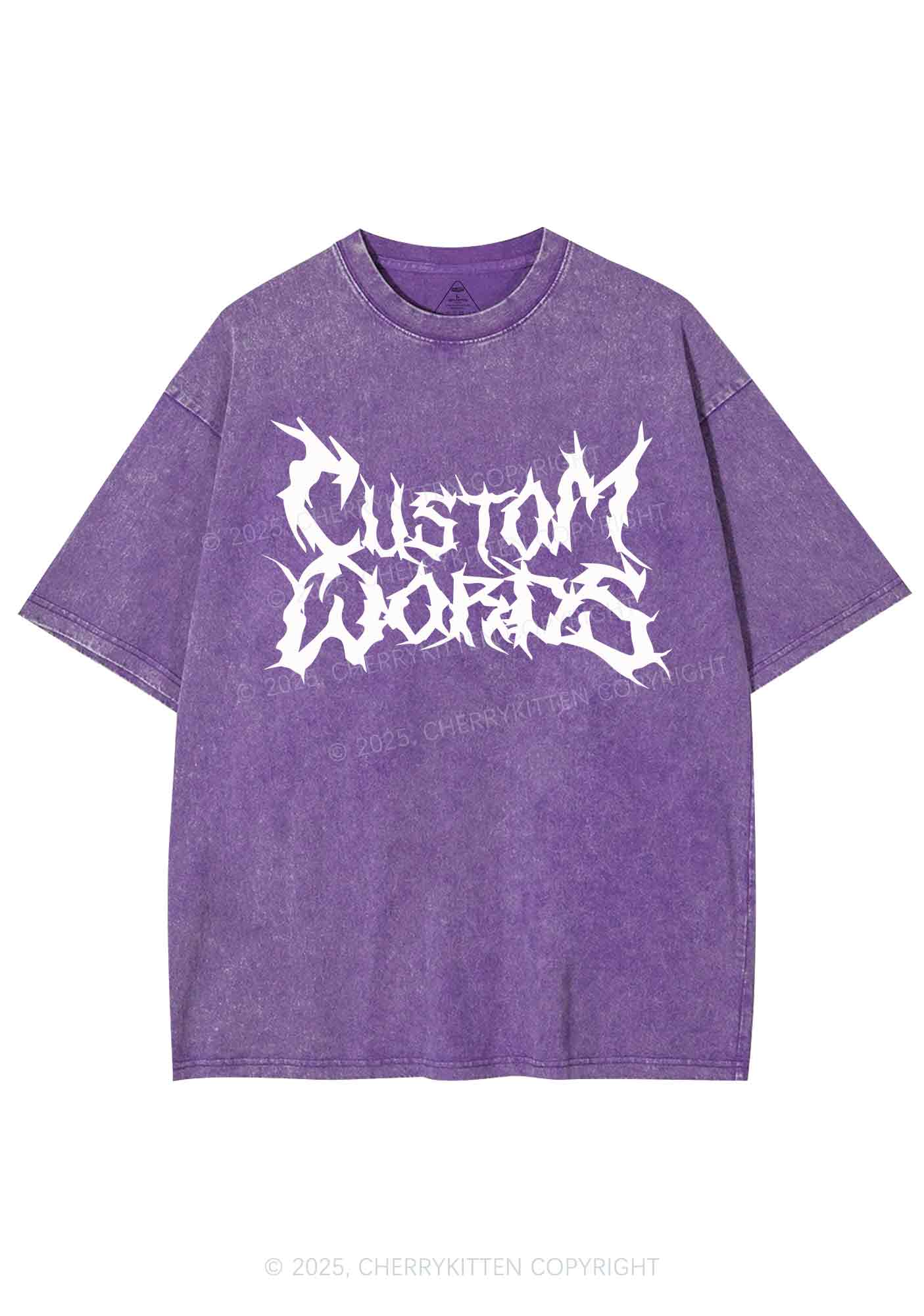 Custom Text Punk Font Y2K Shirts Washed Tee Cherrykitten - Image 5
