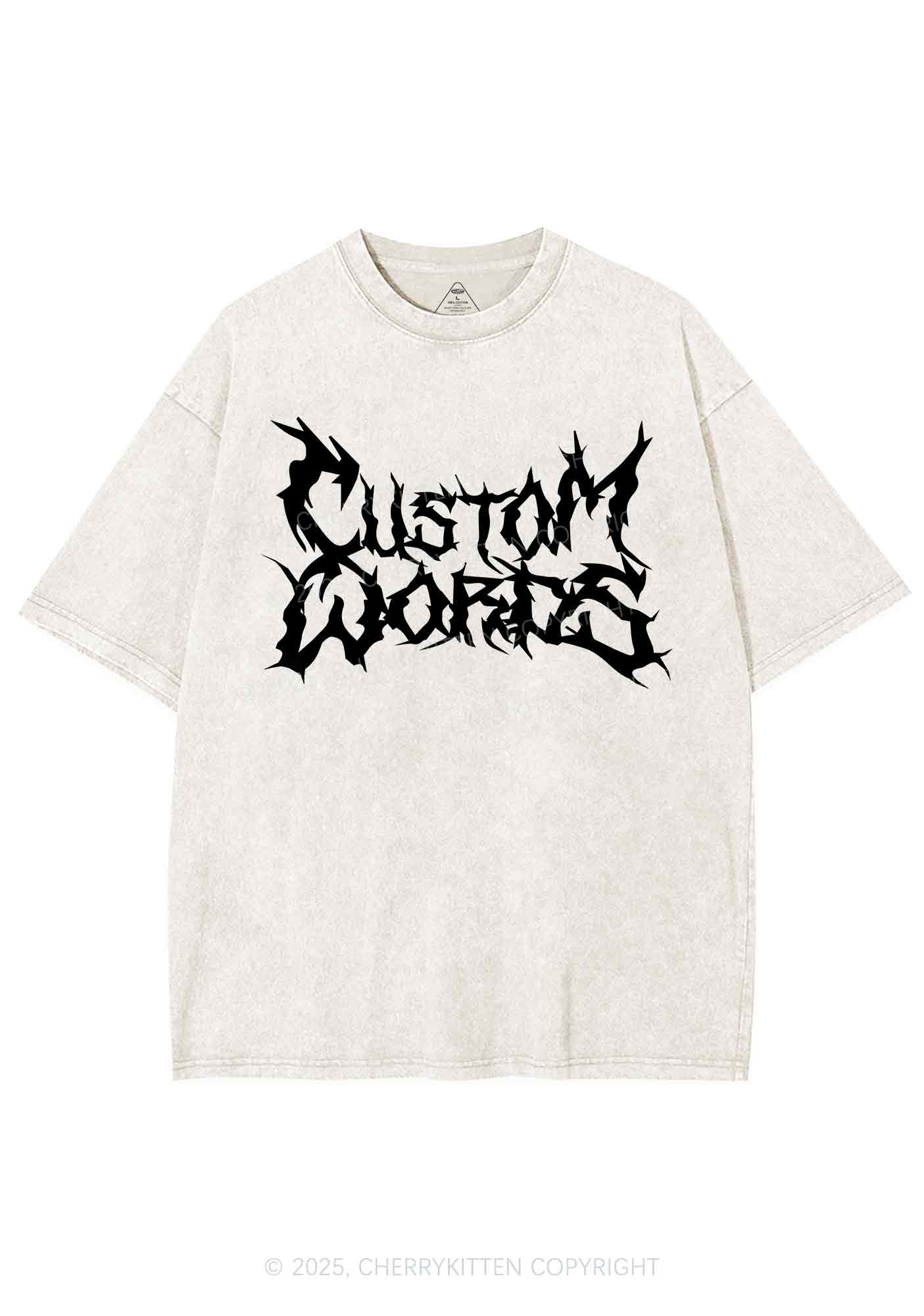 Custom Text Punk Font Y2K Shirts Washed Tee Cherrykitten - Image 6