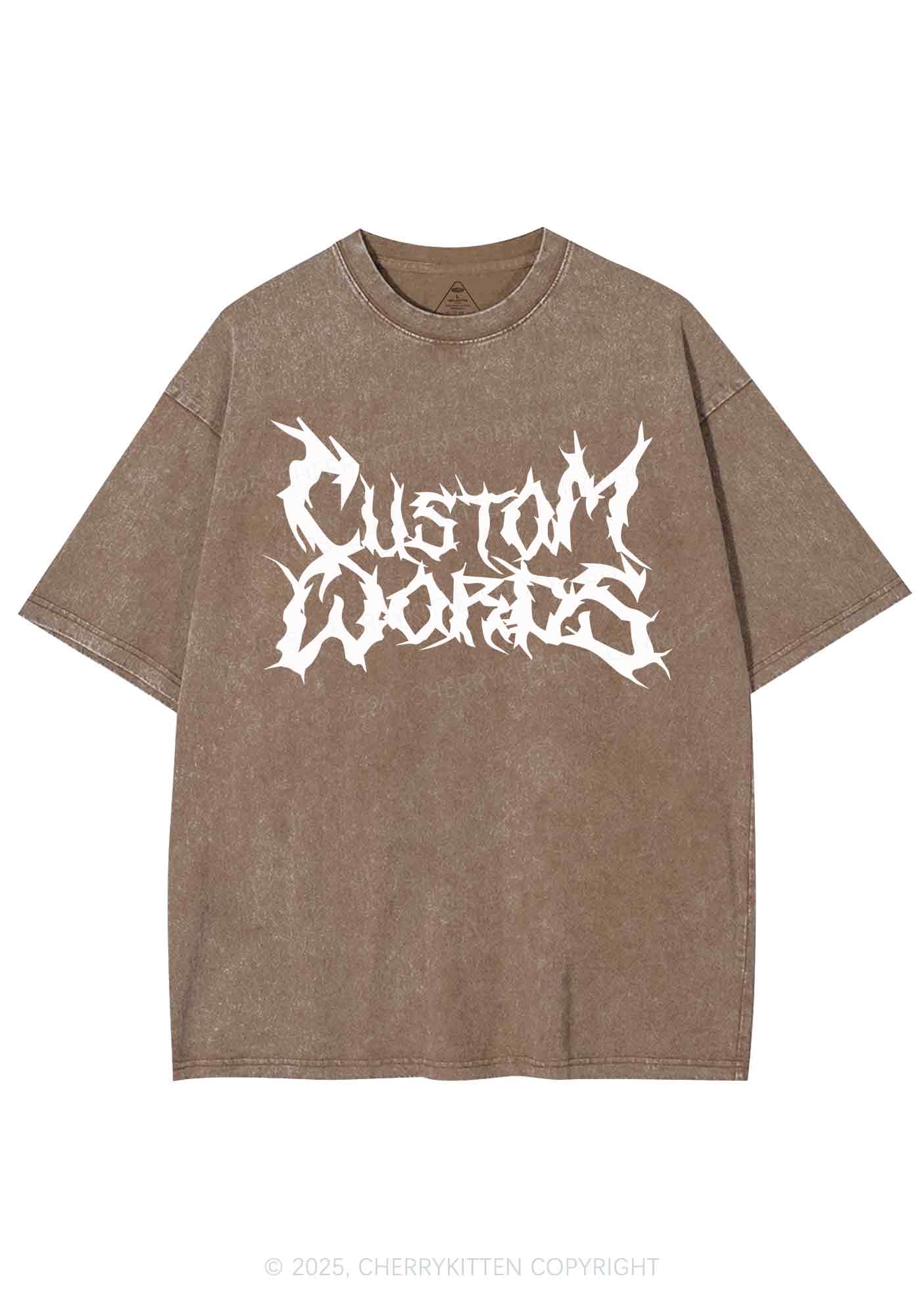 Custom Text Punk Font Y2K Shirts Washed Tee Cherrykitten - Image 7