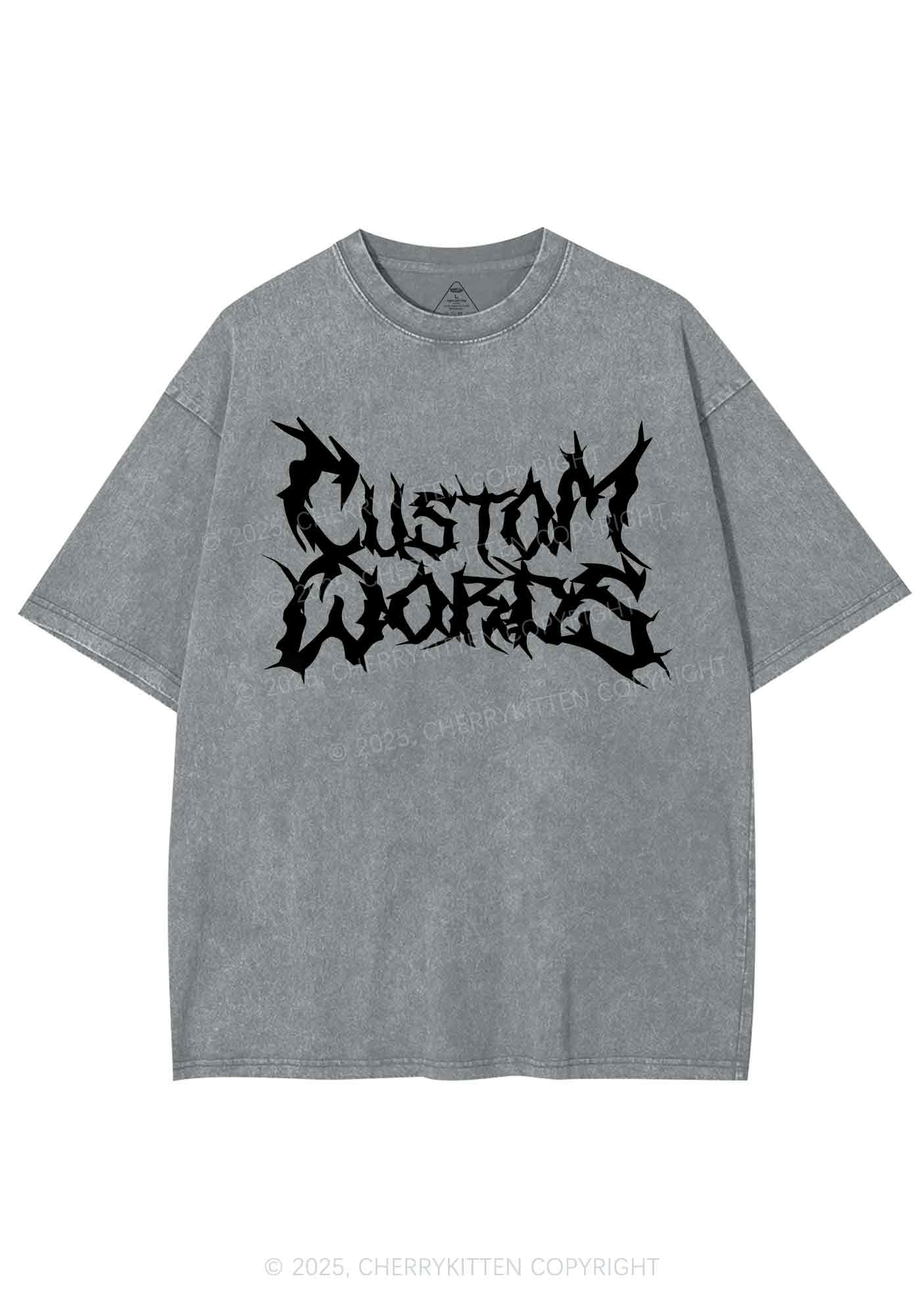 Custom Text Punk Font Y2K Shirts Washed Tee Cherrykitten - Image 8
