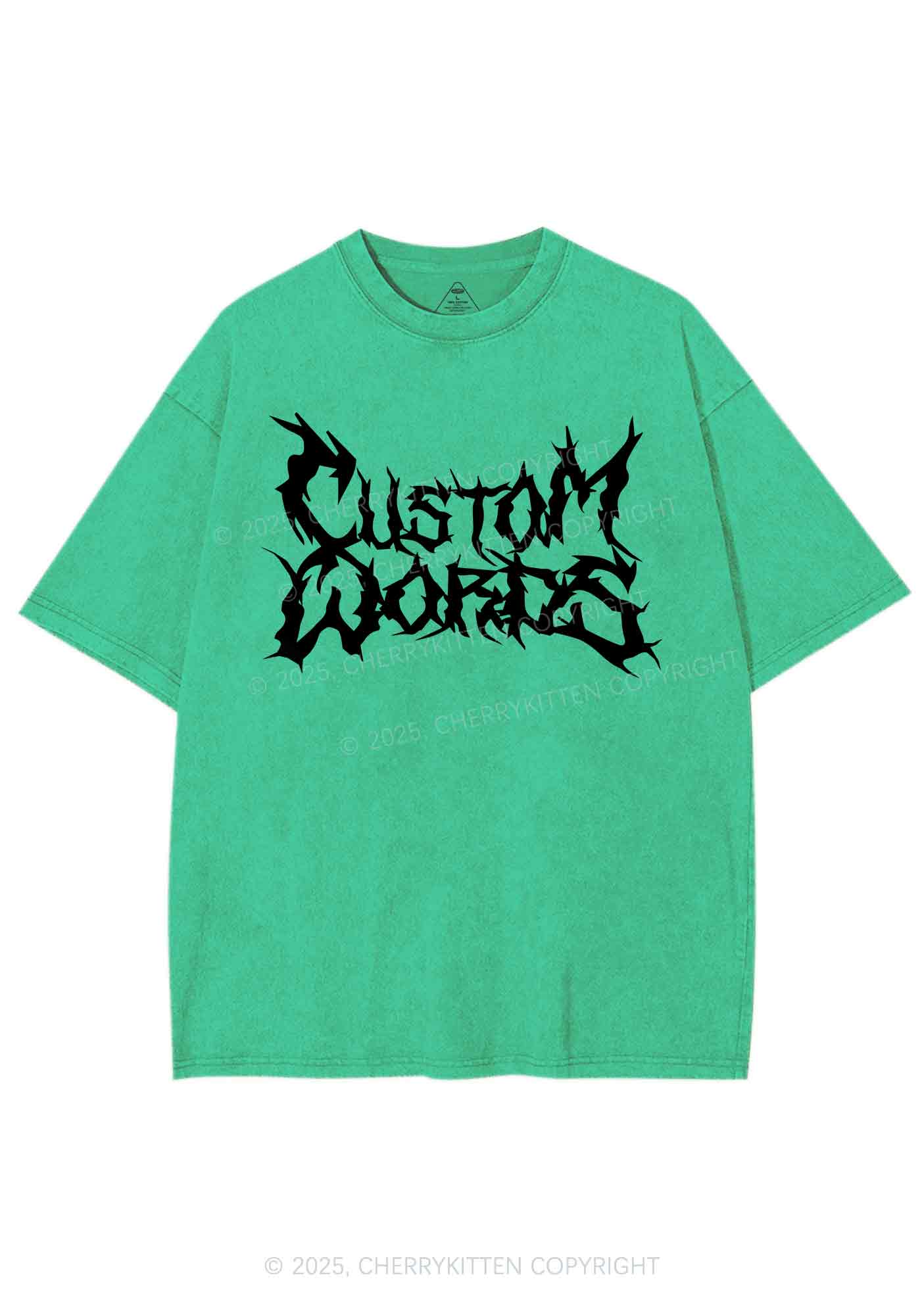 Custom Text Punk Font Y2K Shirts Washed Tee Cherrykitten - Image 9