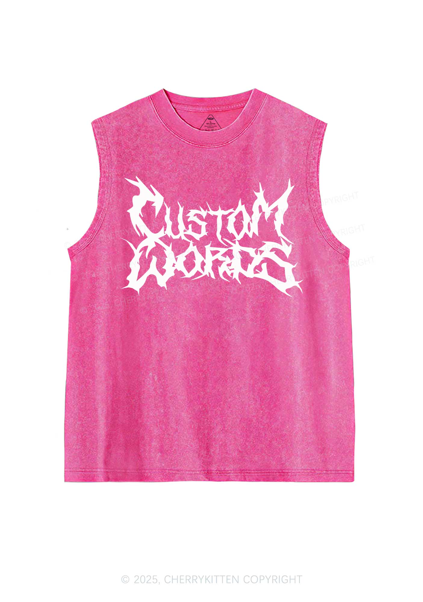 Custom Text Punk Font Y2K Washed Muscle Tank Cherrykitten - Image 4