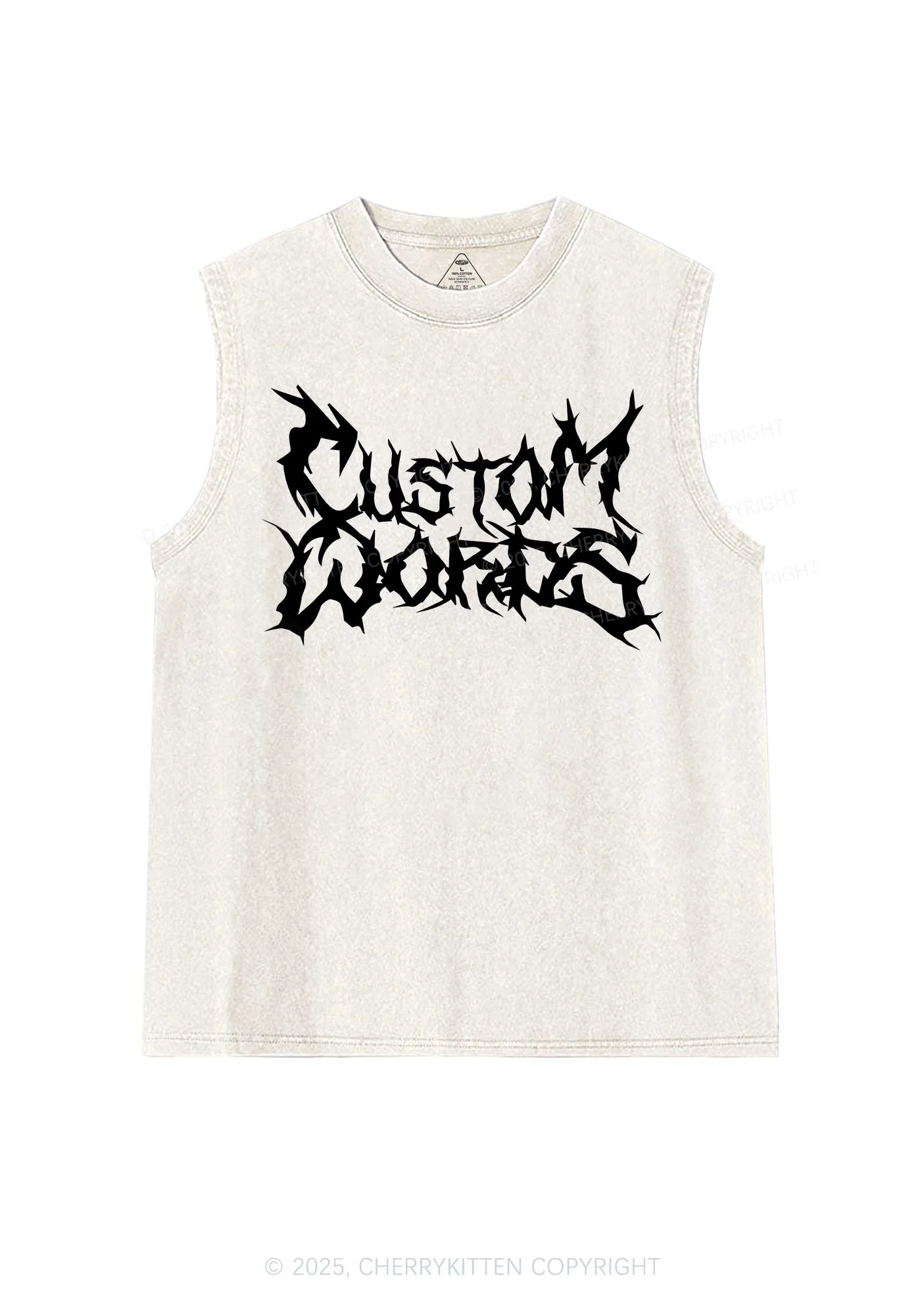 Custom Text Punk Font Y2K Washed Muscle Tank Cherrykitten - Image 5
