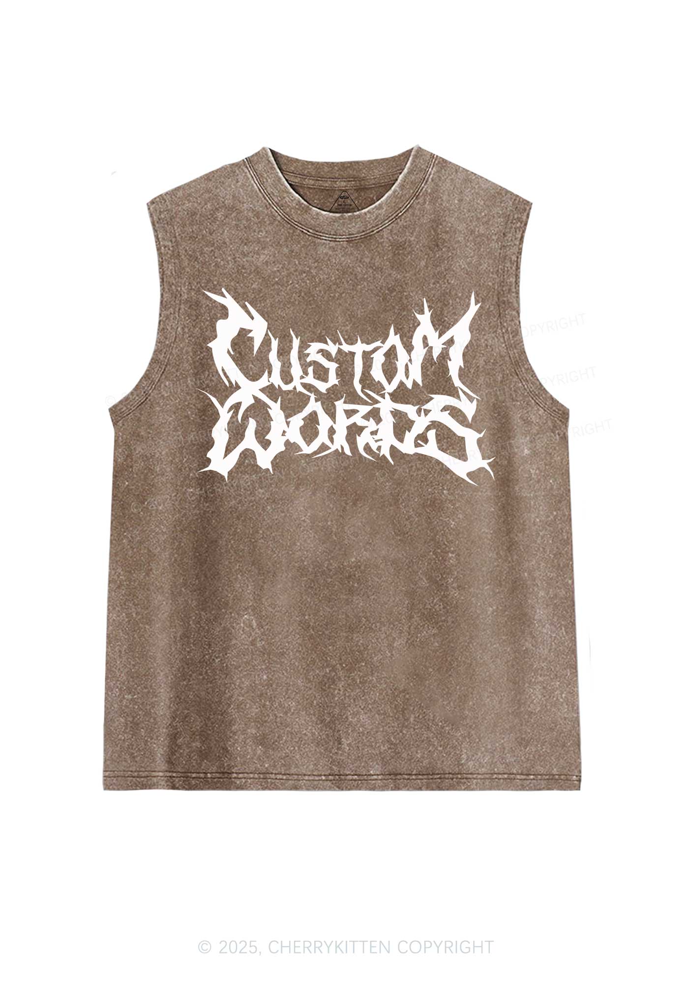 Custom Text Punk Font Y2K Washed Muscle Tank Cherrykitten - Image 6