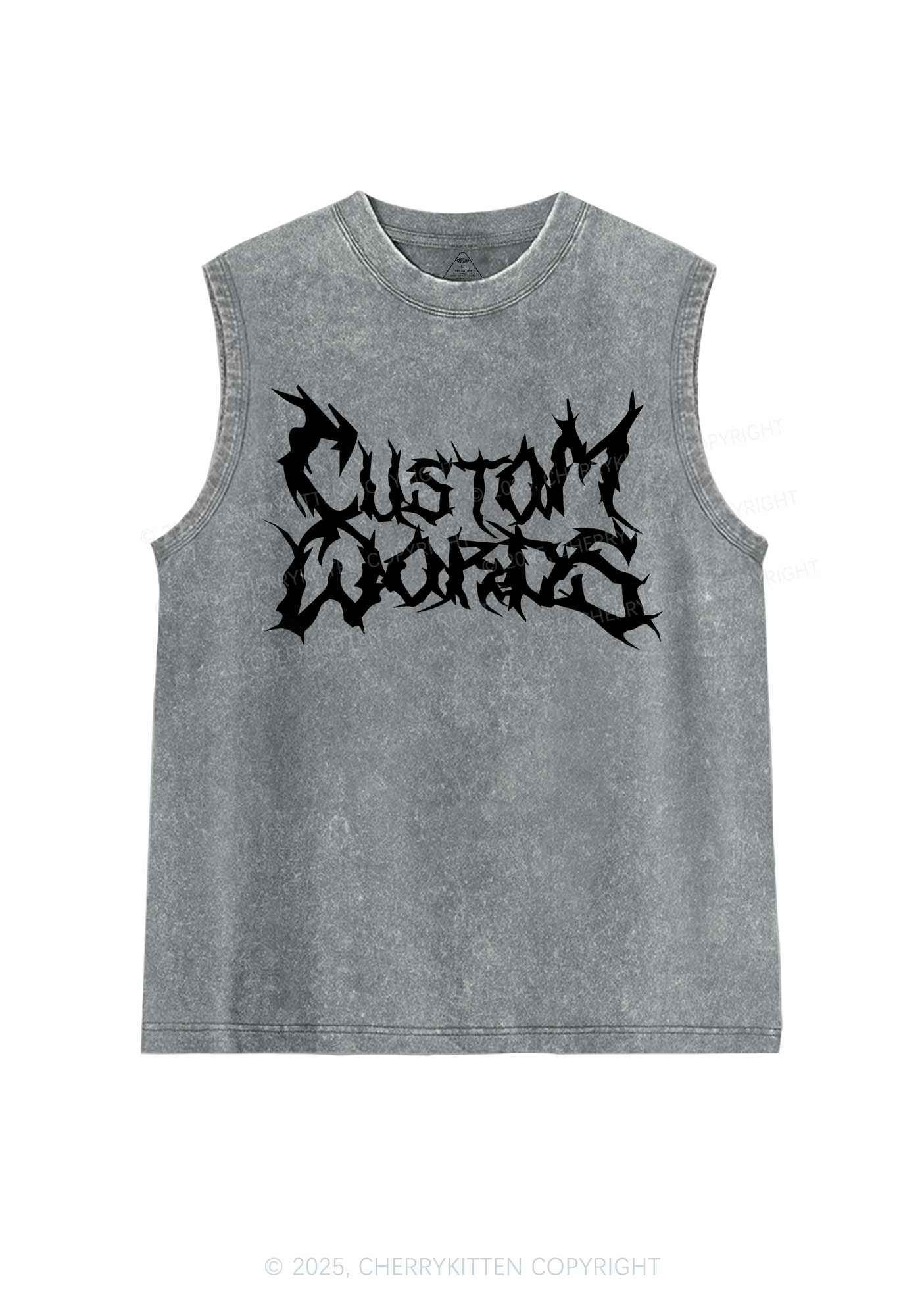 Custom Text Punk Font Y2K Washed Muscle Tank Cherrykitten - Image 7