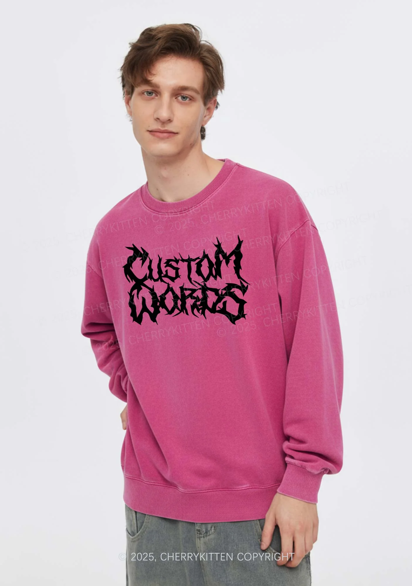 Custom Text Punk Font Y2K Washed Sweatshirts Cherrykitten - Image 3