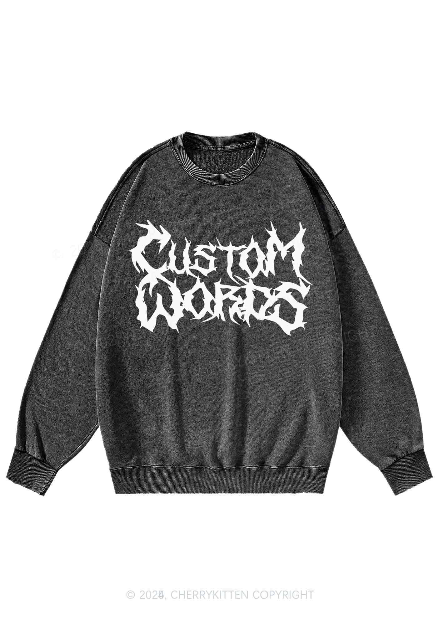 Custom Text Punk Font Y2K Washed Sweatshirts Cherrykitten - Image 4