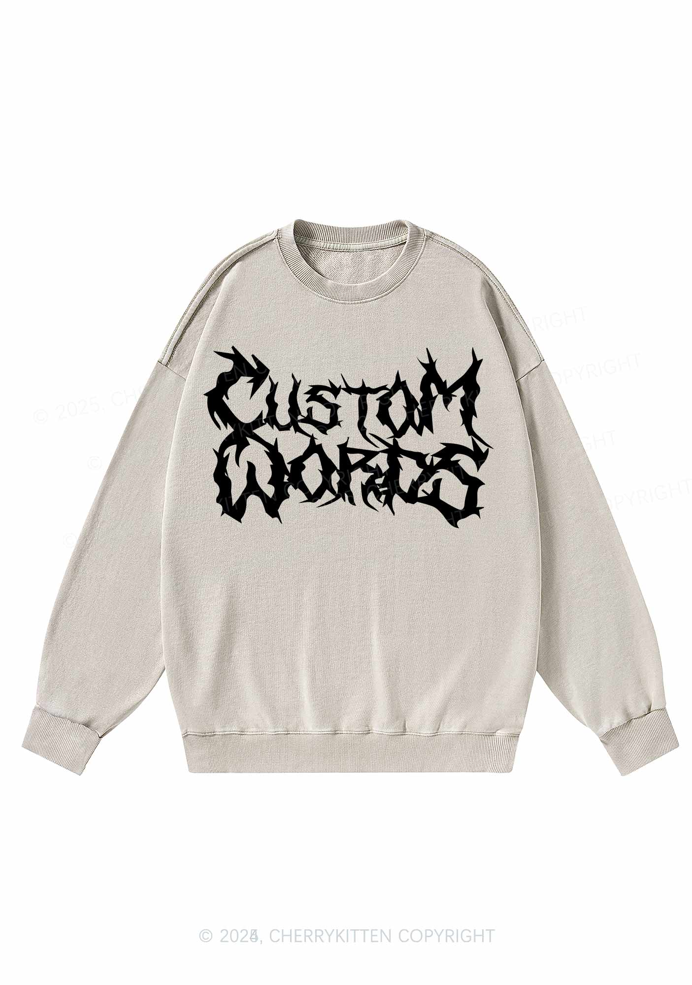Custom Text Punk Font Y2K Washed Sweatshirts Cherrykitten - Image 5