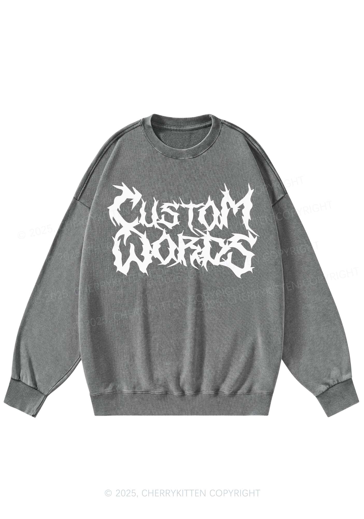 Custom Text Punk Font Y2K Washed Sweatshirts Cherrykitten - Image 6
