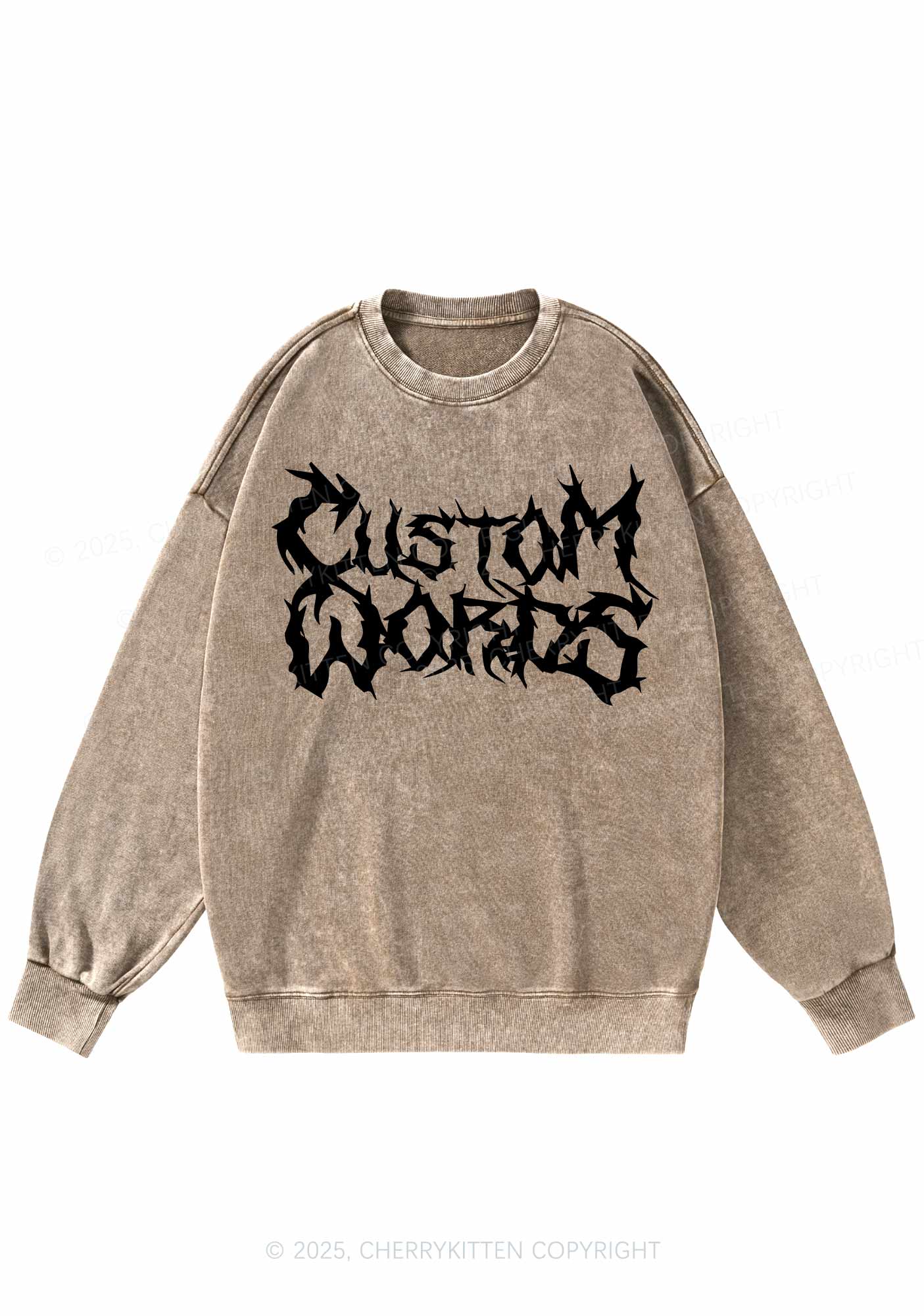 Custom Text Punk Font Y2K Washed Sweatshirts Cherrykitten - Image 7