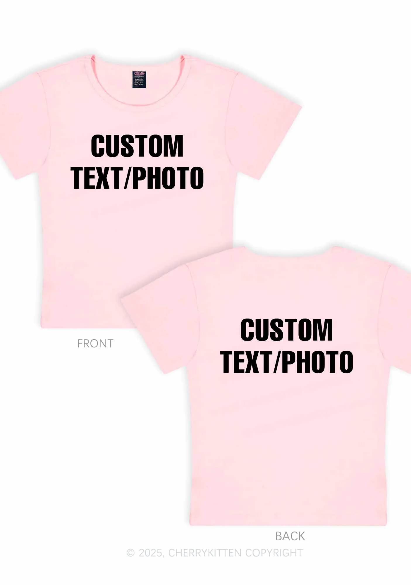 Custom Text Two Sides Y2K Baby Tee Cherrykitten - Image 13