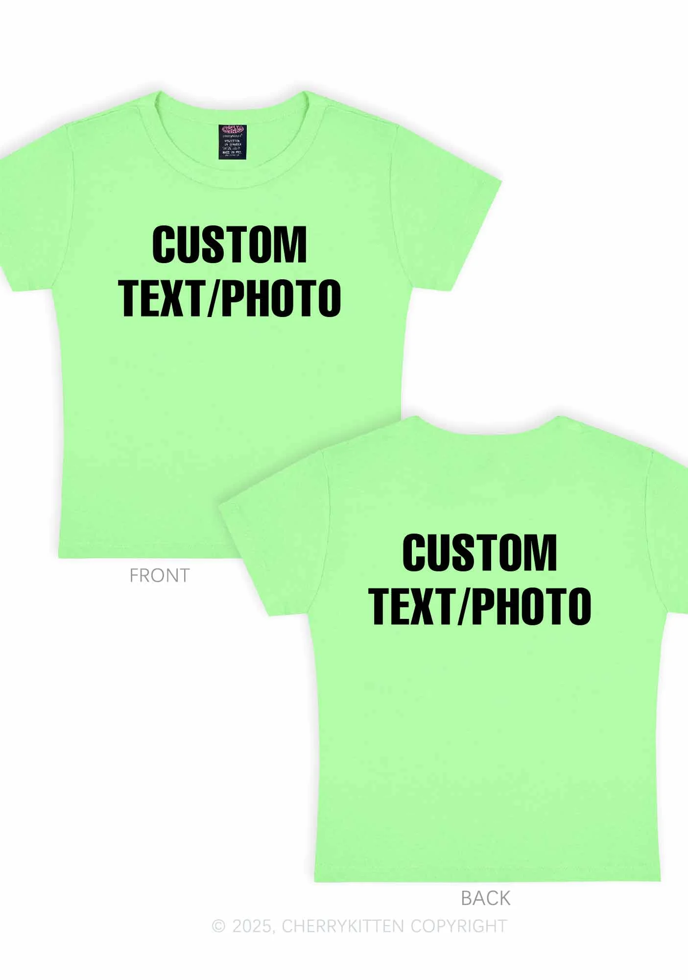 Custom Text Two Sides Y2K Baby Tee Cherrykitten - Image 14