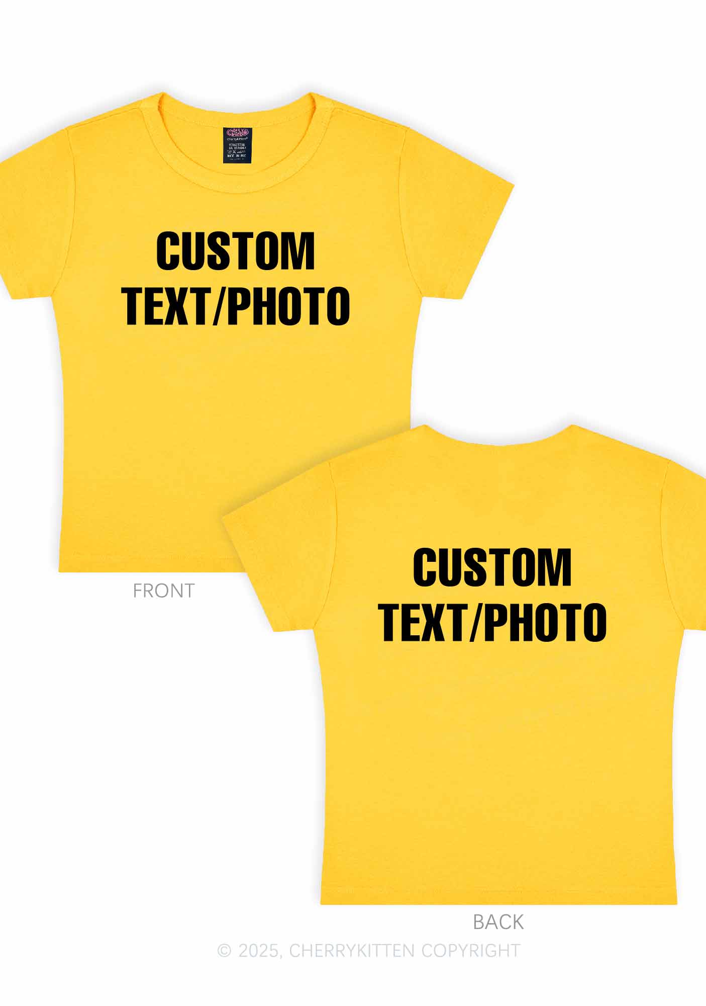 Custom Text Two Sides Y2K Baby Tee Cherrykitten - Image 5