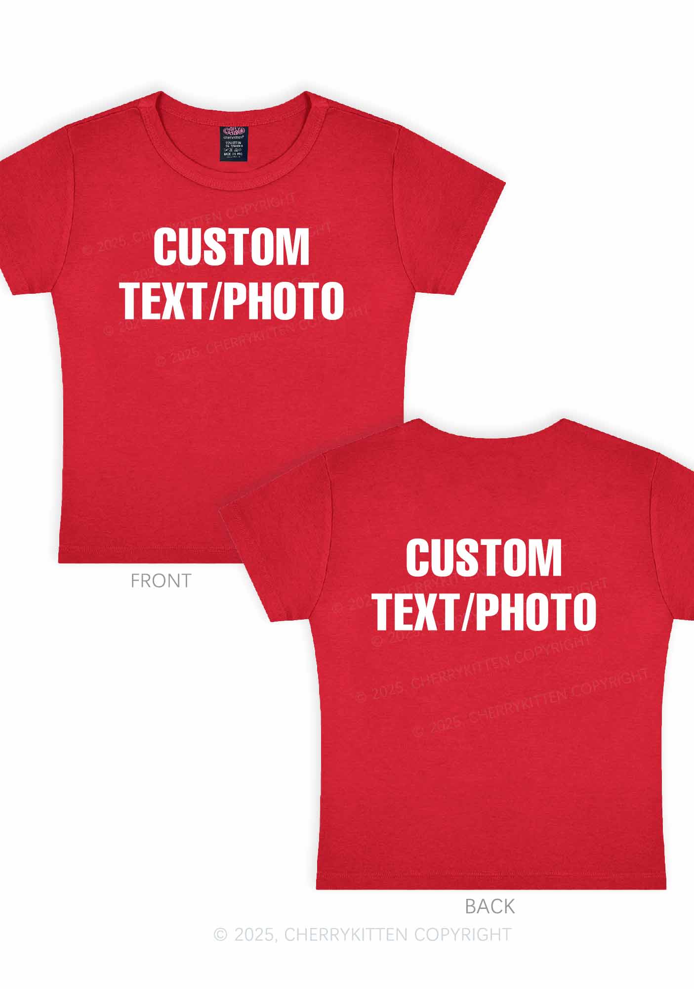 Custom Text Two Sides Y2K Baby Tee Cherrykitten - Image 6