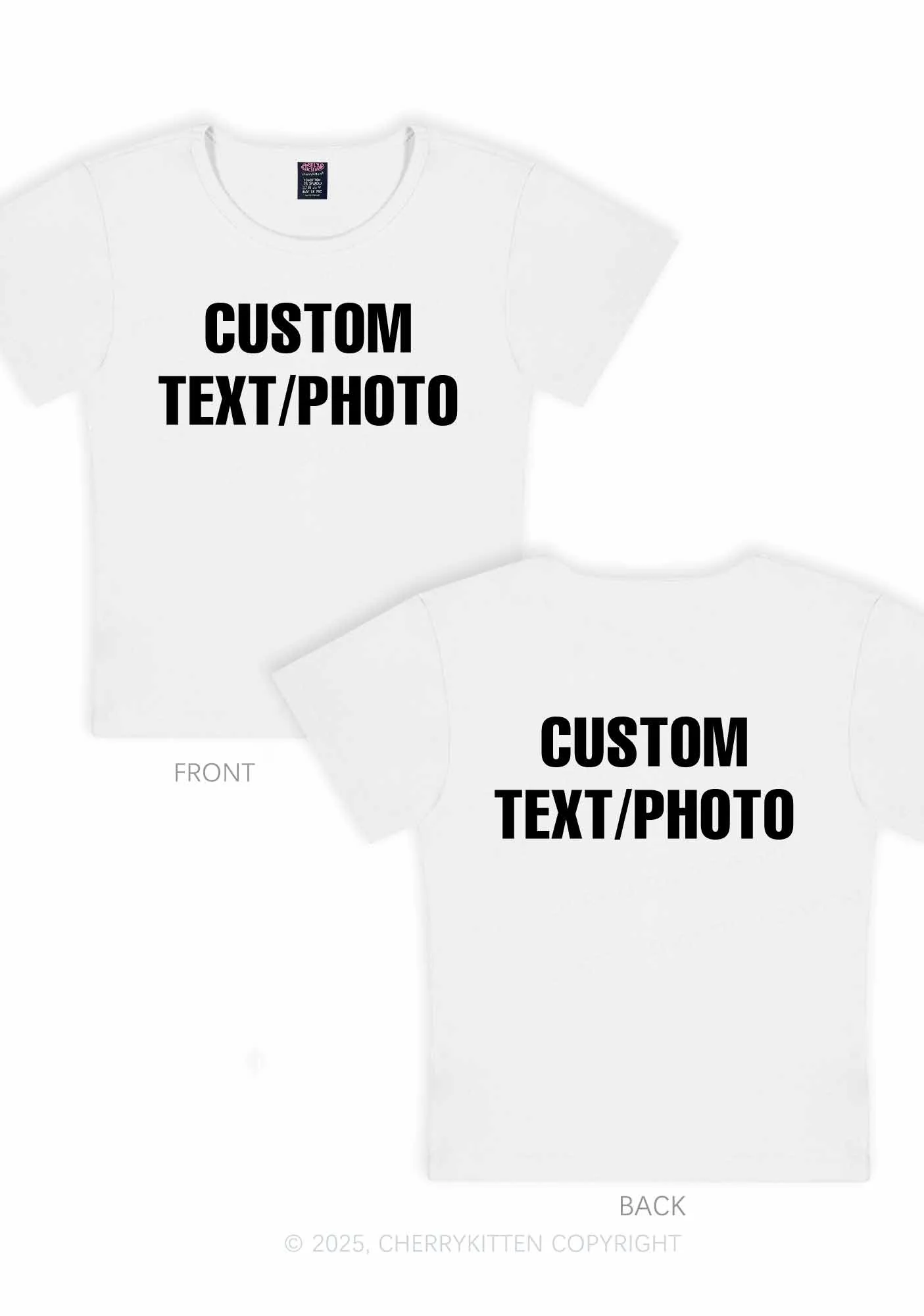 Custom Text Two Sides Y2K Baby Tee Cherrykitten - Image 7