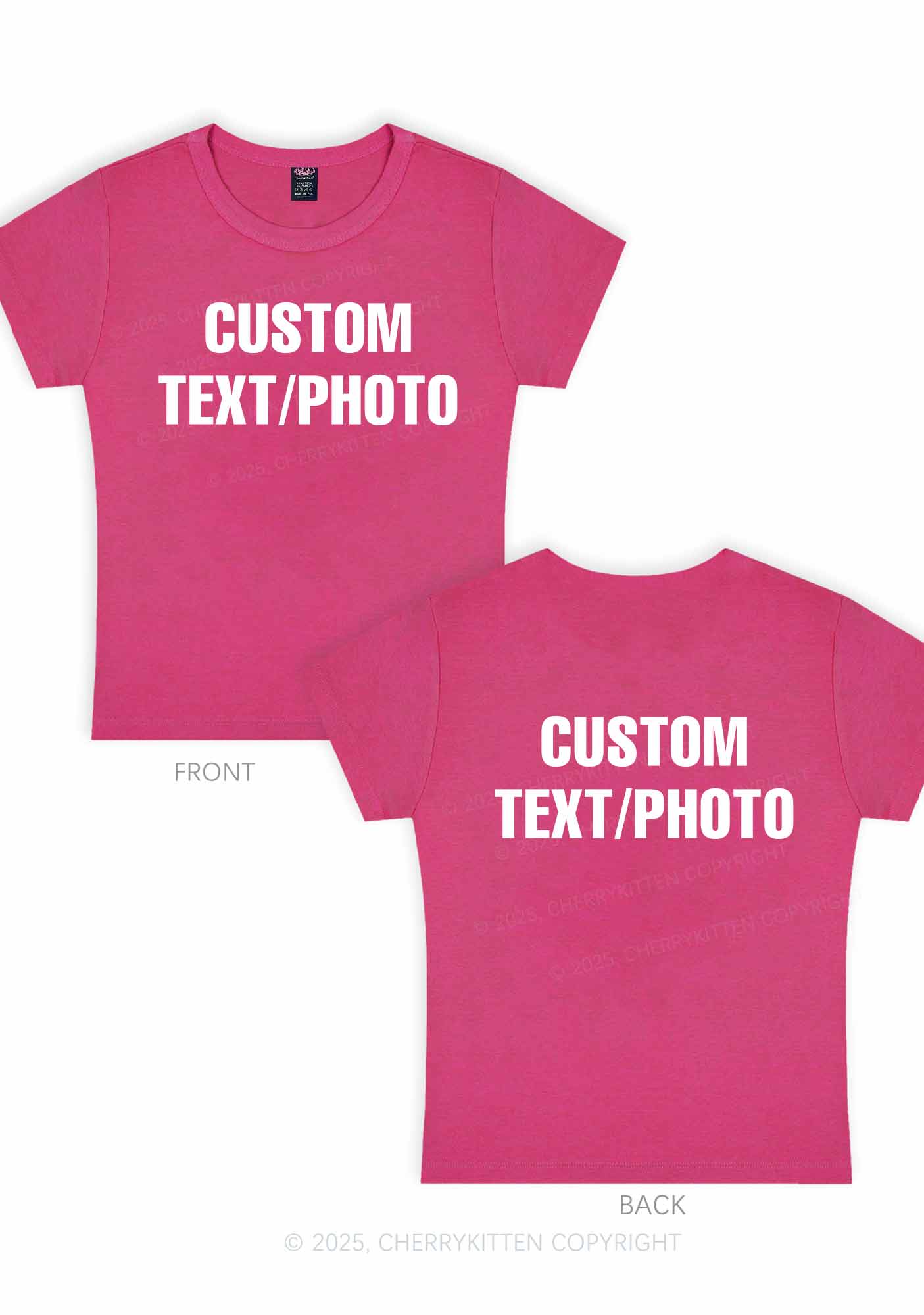 Custom Text Two Sides Y2K Baby Tee Cherrykitten - Image 8