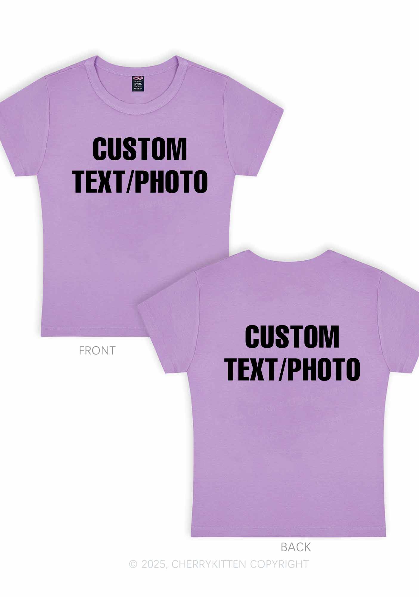 Custom Text Two Sides Y2K Baby Tee Cherrykitten - Image 9