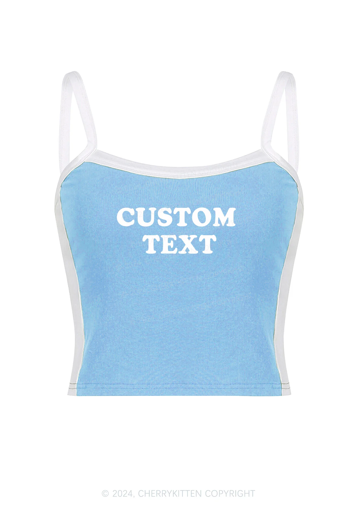 Custom Text Y2K Color Block Crop Cami Top Cherrykitten - Image 7