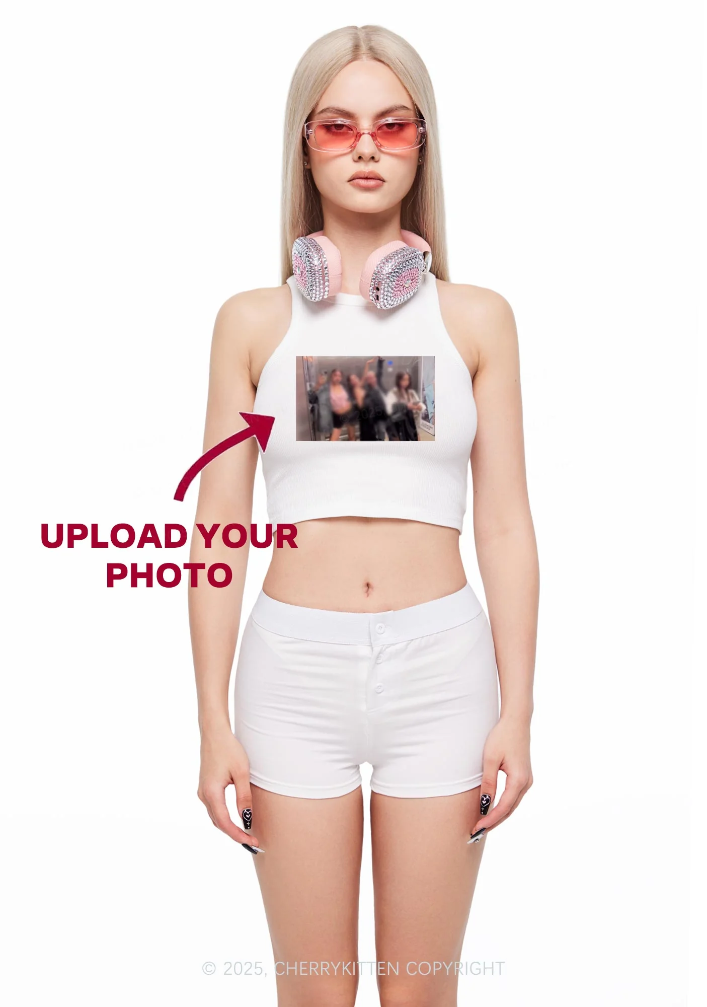 Custom Text Y2K Crop Tank Top Cherrykitten - Image 4