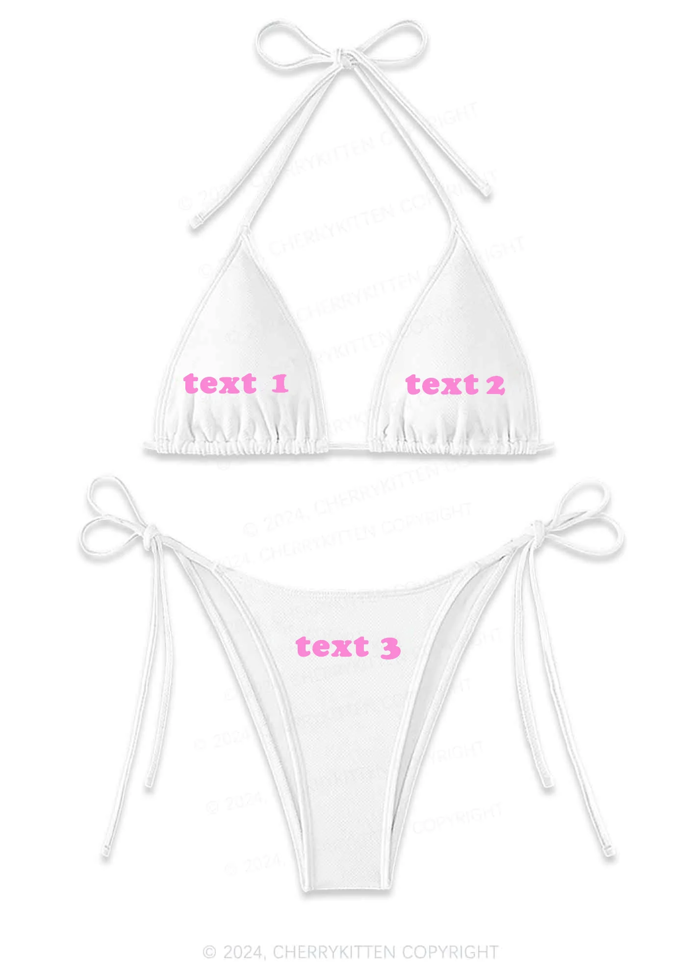 Custom Text Y2K Halter Triangle Bikini Set Cherrykitten - Image 5