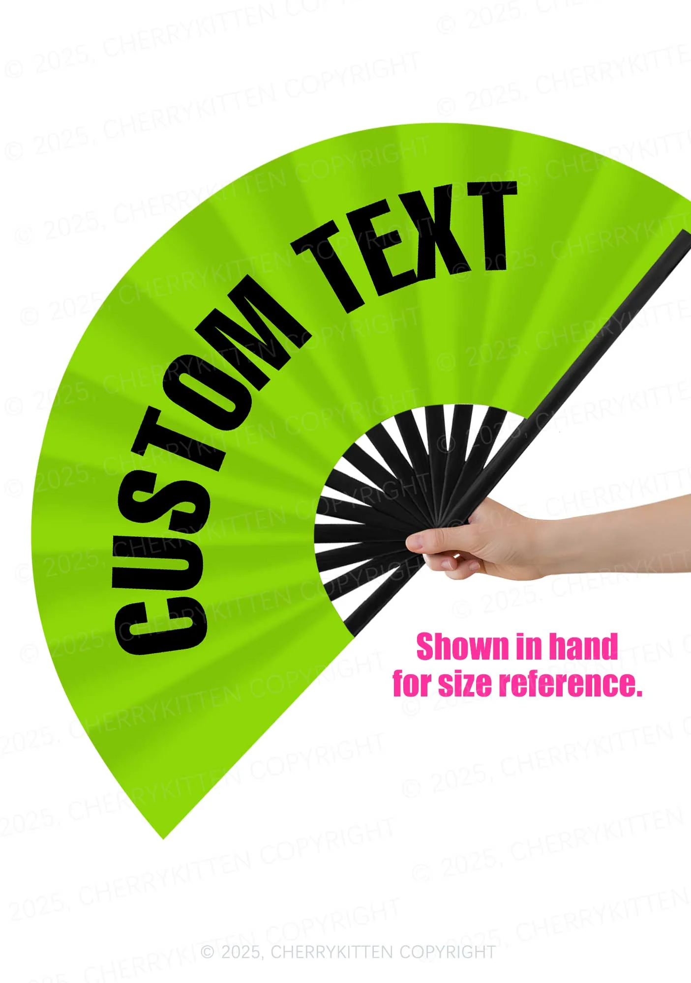 Custom Text Y2K Rave Hand Fan Cherrykitten - Image 4