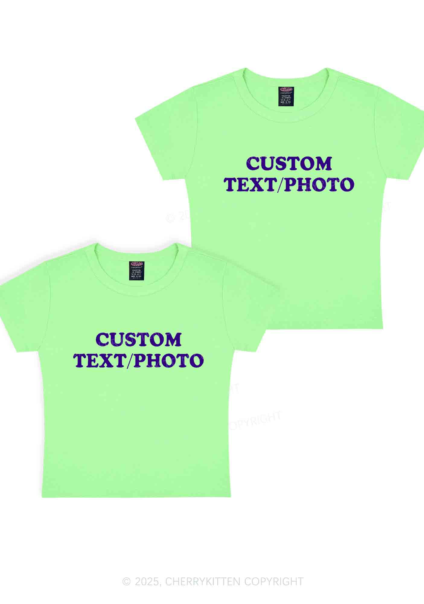 Custom Text Y2K Valentine's Day Baby Tee Cherrykitten - Image 15