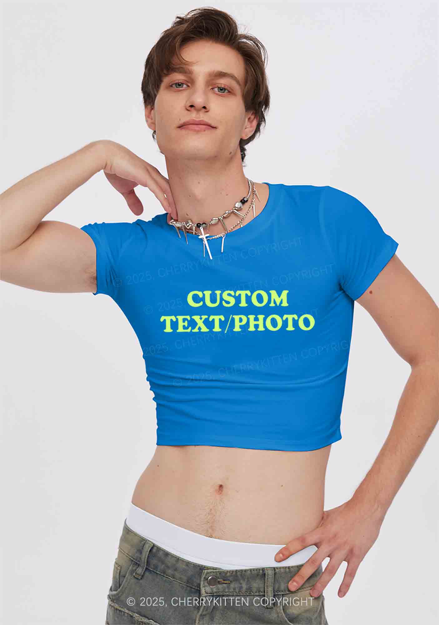 Custom Text Y2K Valentine's Day Baby Tee Cherrykitten - Image 5