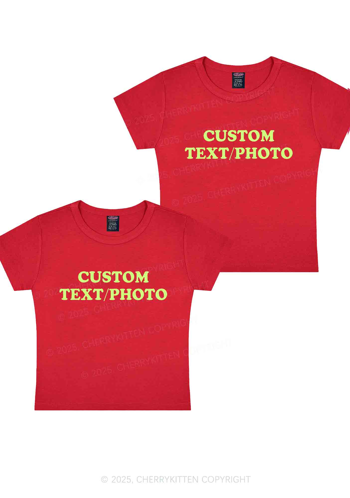 Custom Text Y2K Valentine's Day Baby Tee Cherrykitten - Image 7