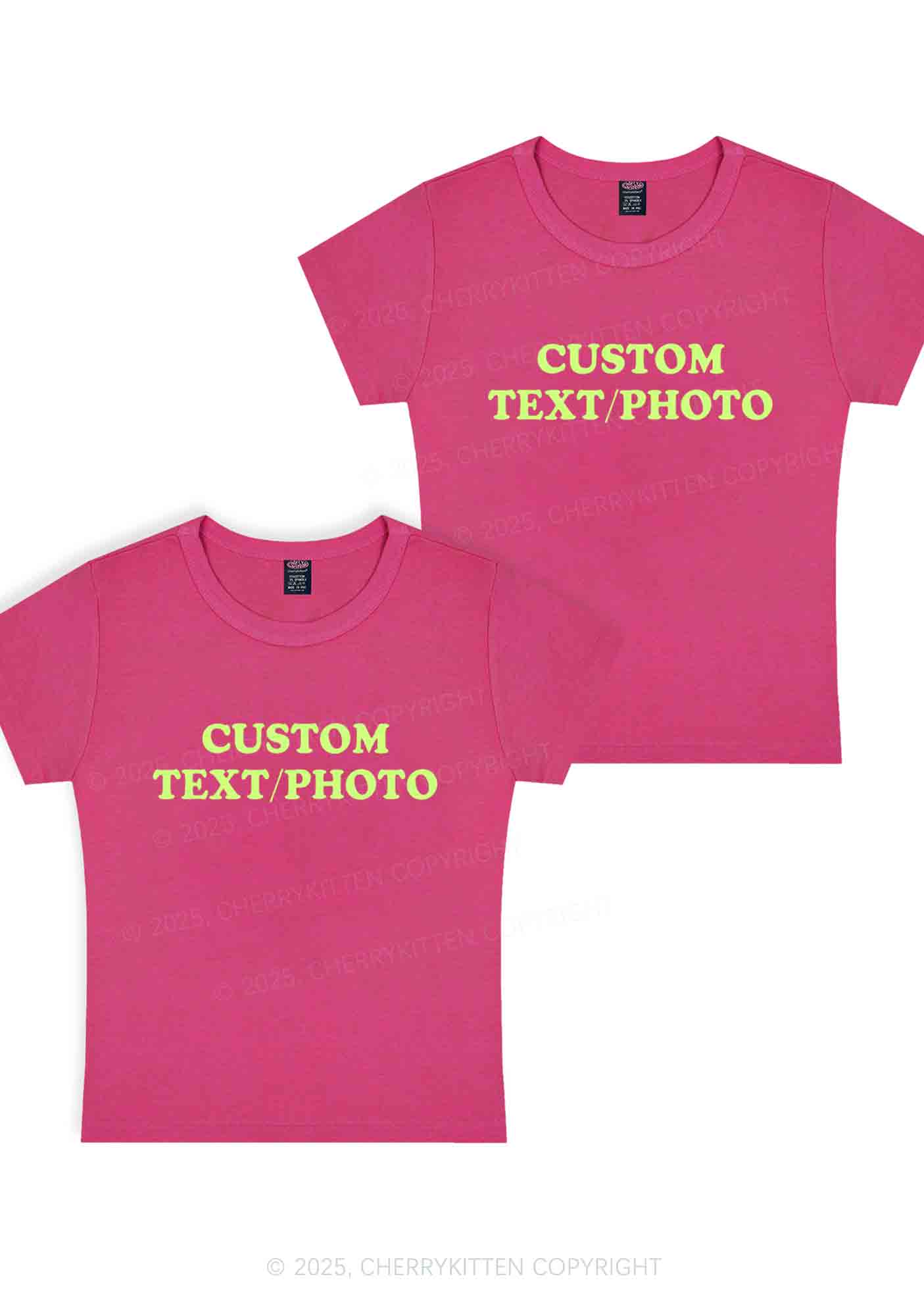 Custom Text Y2K Valentine's Day Baby Tee Cherrykitten - Image 9
