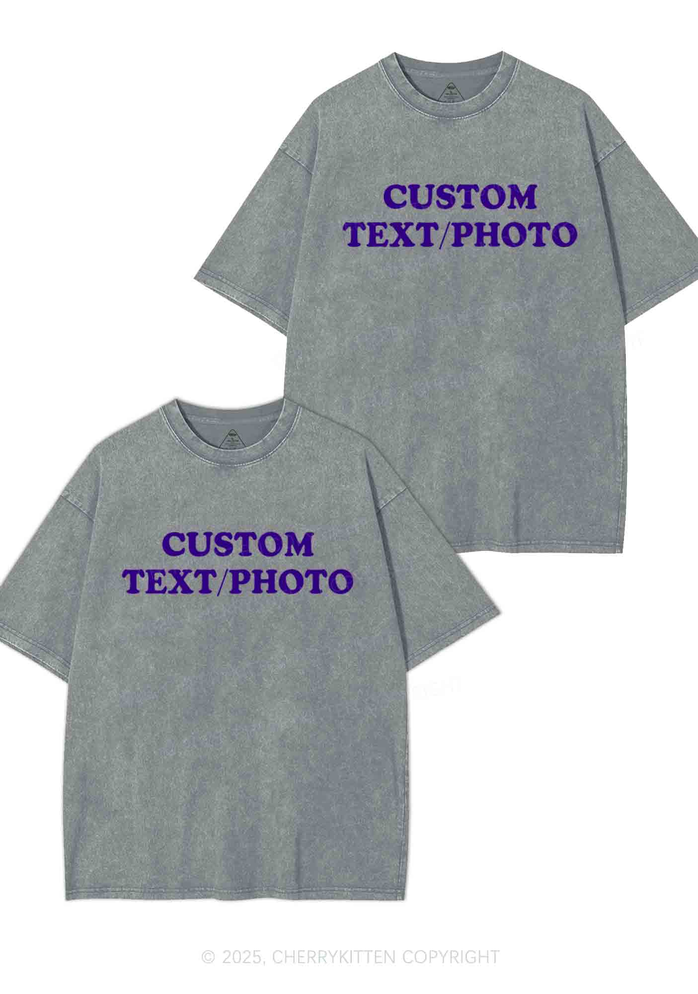Custom Text Y2K Valentine's Day Washed Tee Cherrykitten - Image 10