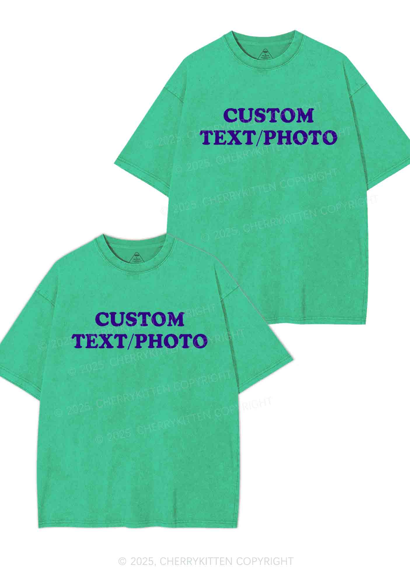 Custom Text Y2K Valentine's Day Washed Tee Cherrykitten - Image 11