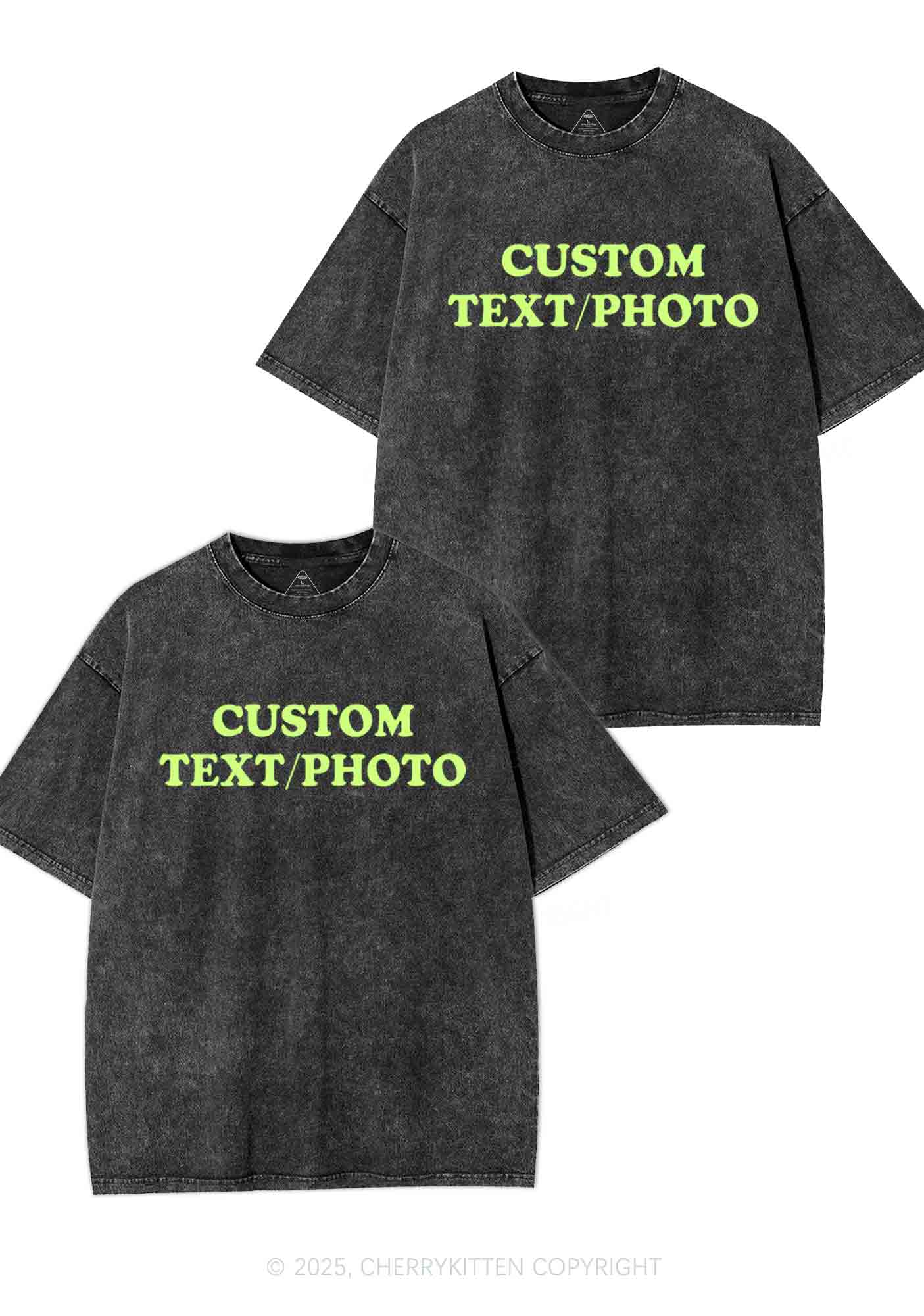 Custom Text Y2K Valentine's Day Washed Tee Cherrykitten - Image 6