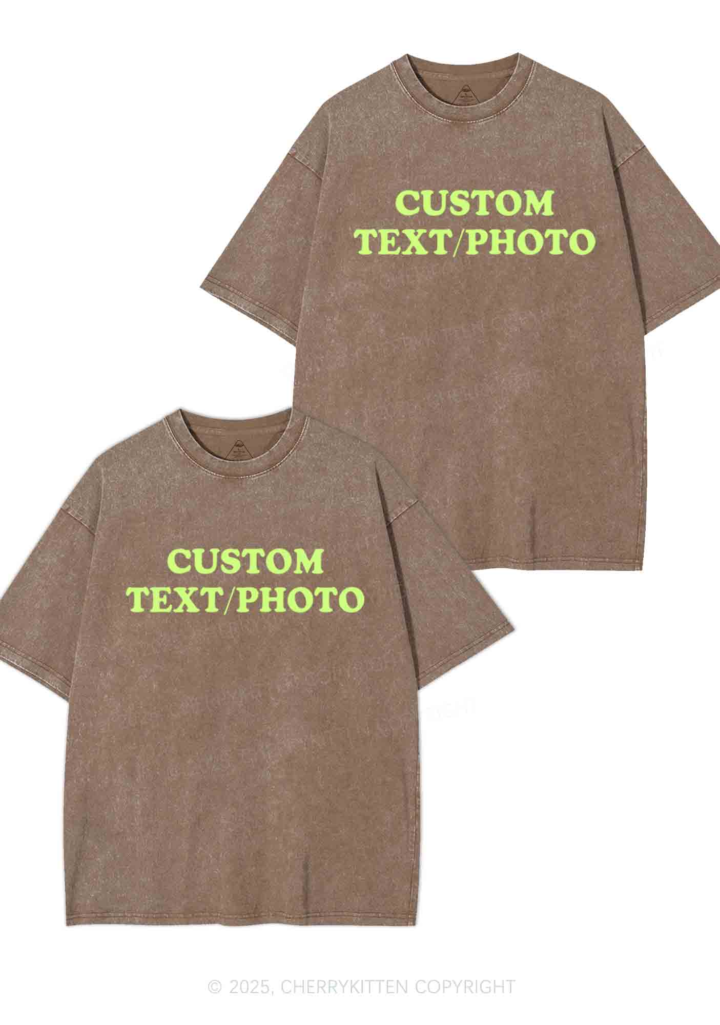 Custom Text Y2K Valentine's Day Washed Tee Cherrykitten - Image 8