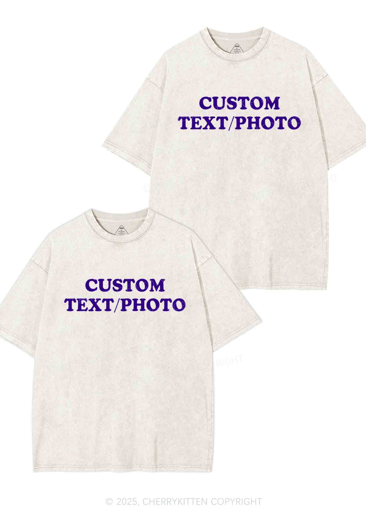 Custom Text Y2K Valentine's Day Washed Tee Cherrykitten - Image 9