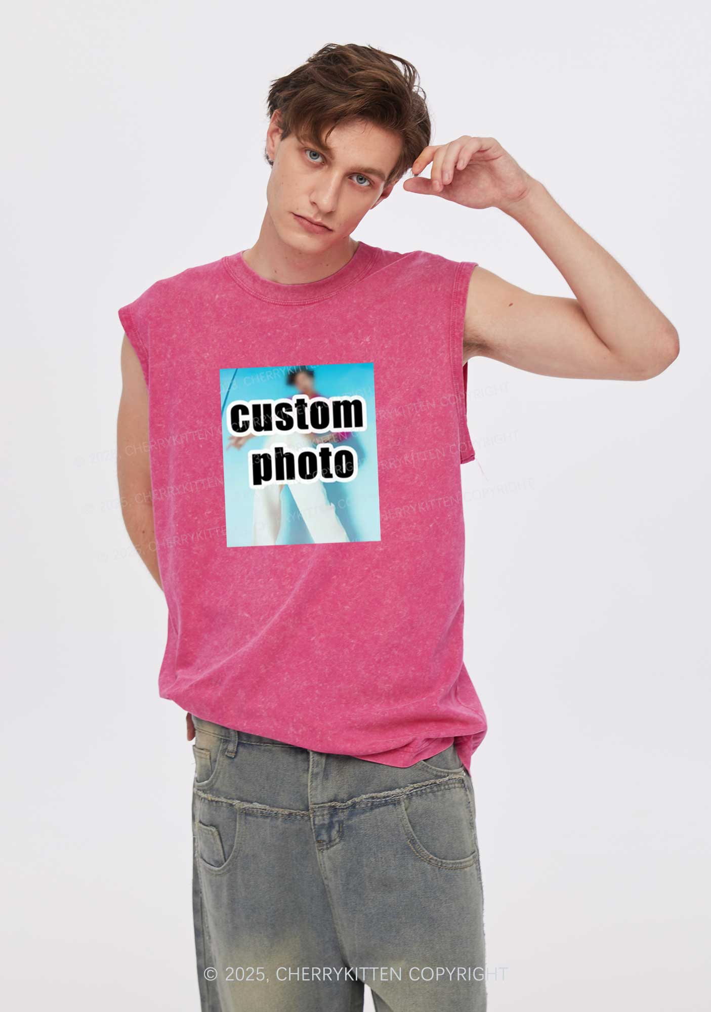 Custom Text Y2K Washed Tank Cherrykitten - Image 5