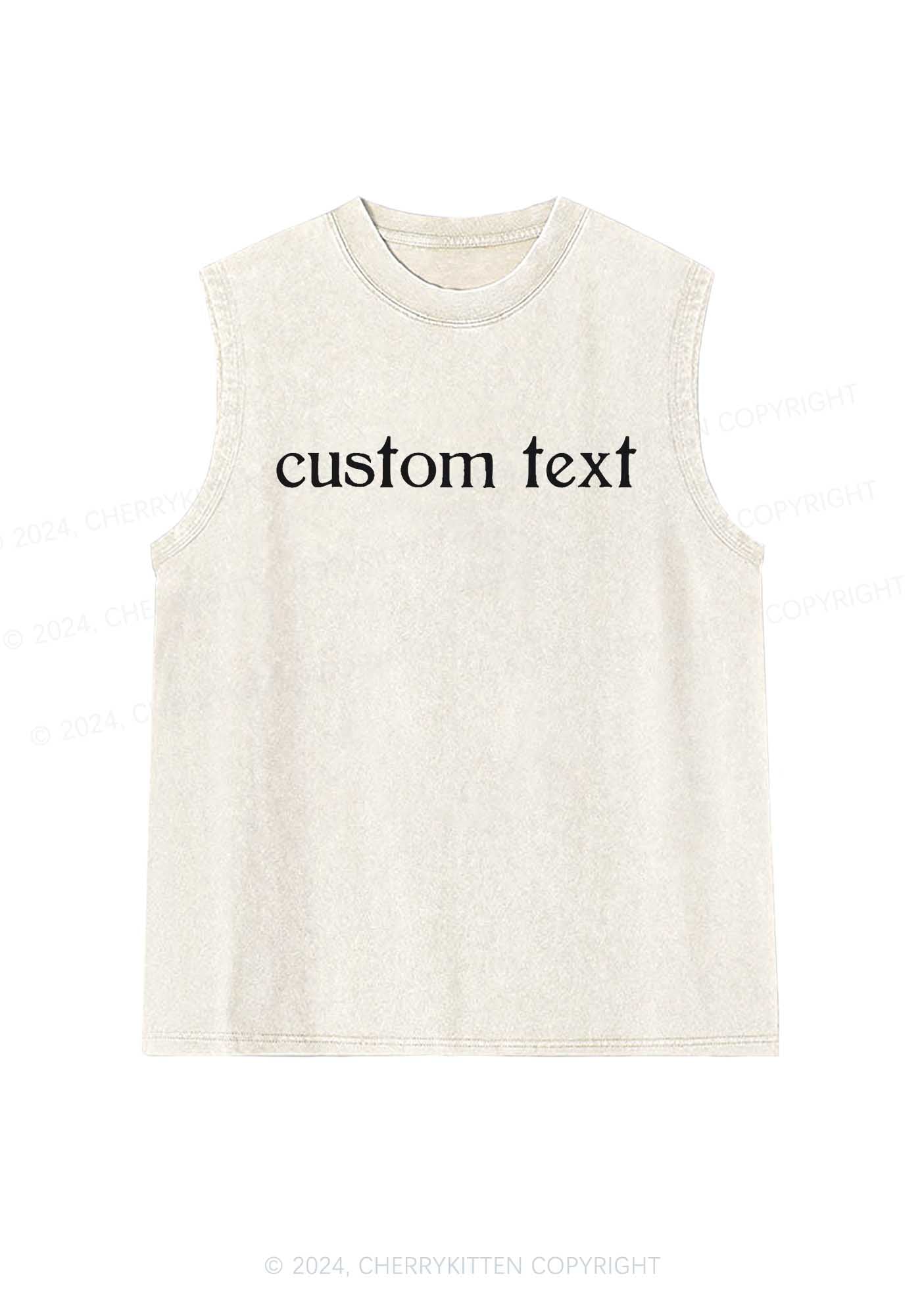 Custom Text Y2K Washed Tank Cherrykitten - Image 7