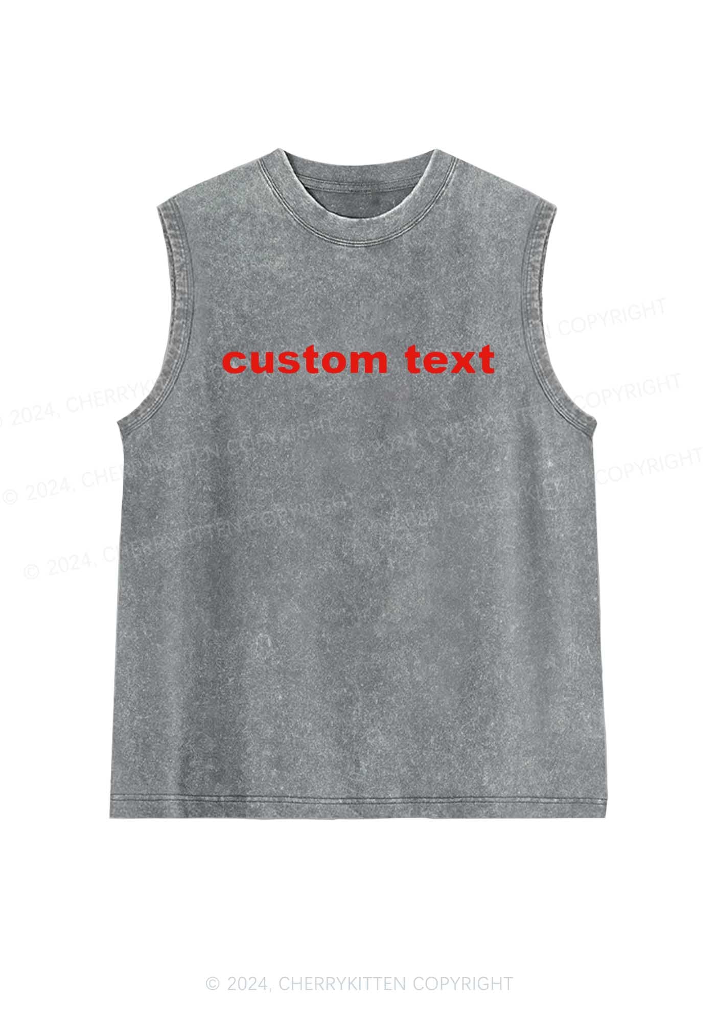 Custom Text Y2K Washed Tank Cherrykitten - Image 9
