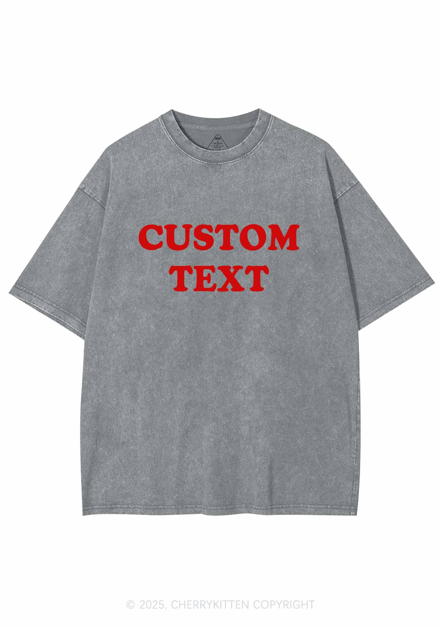 Custom Text Y2K Washed Tee Cherrykitten - Image 10