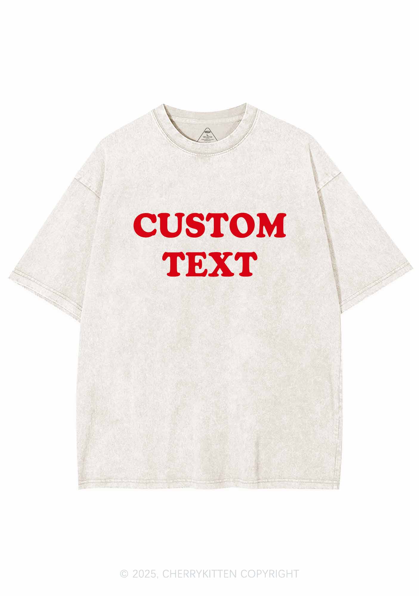 Custom Text Y2K Washed Tee Cherrykitten - Image 7