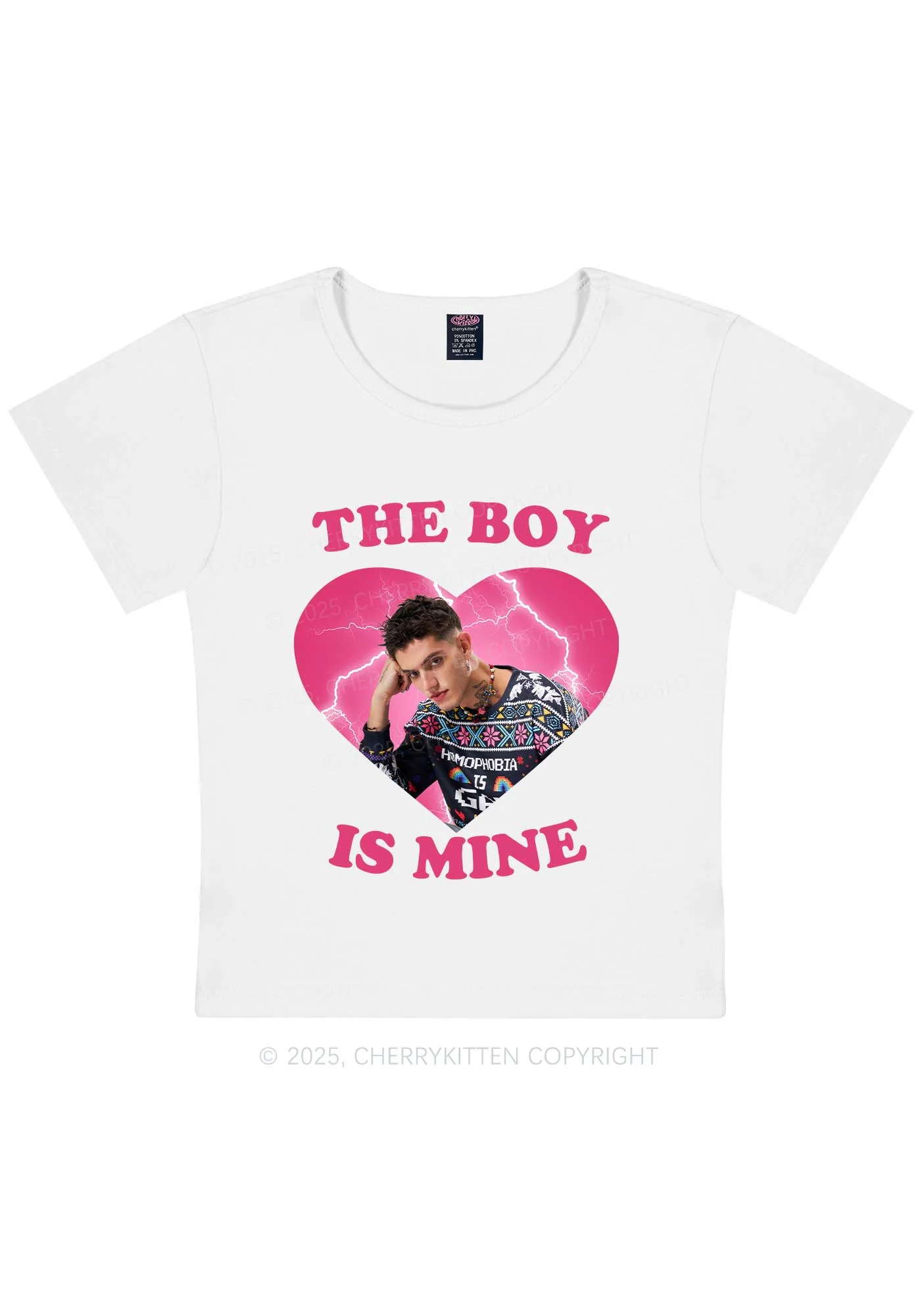 Custom The Boy Is Mine Y2K Baby Tee Cherrykitten - Image 3