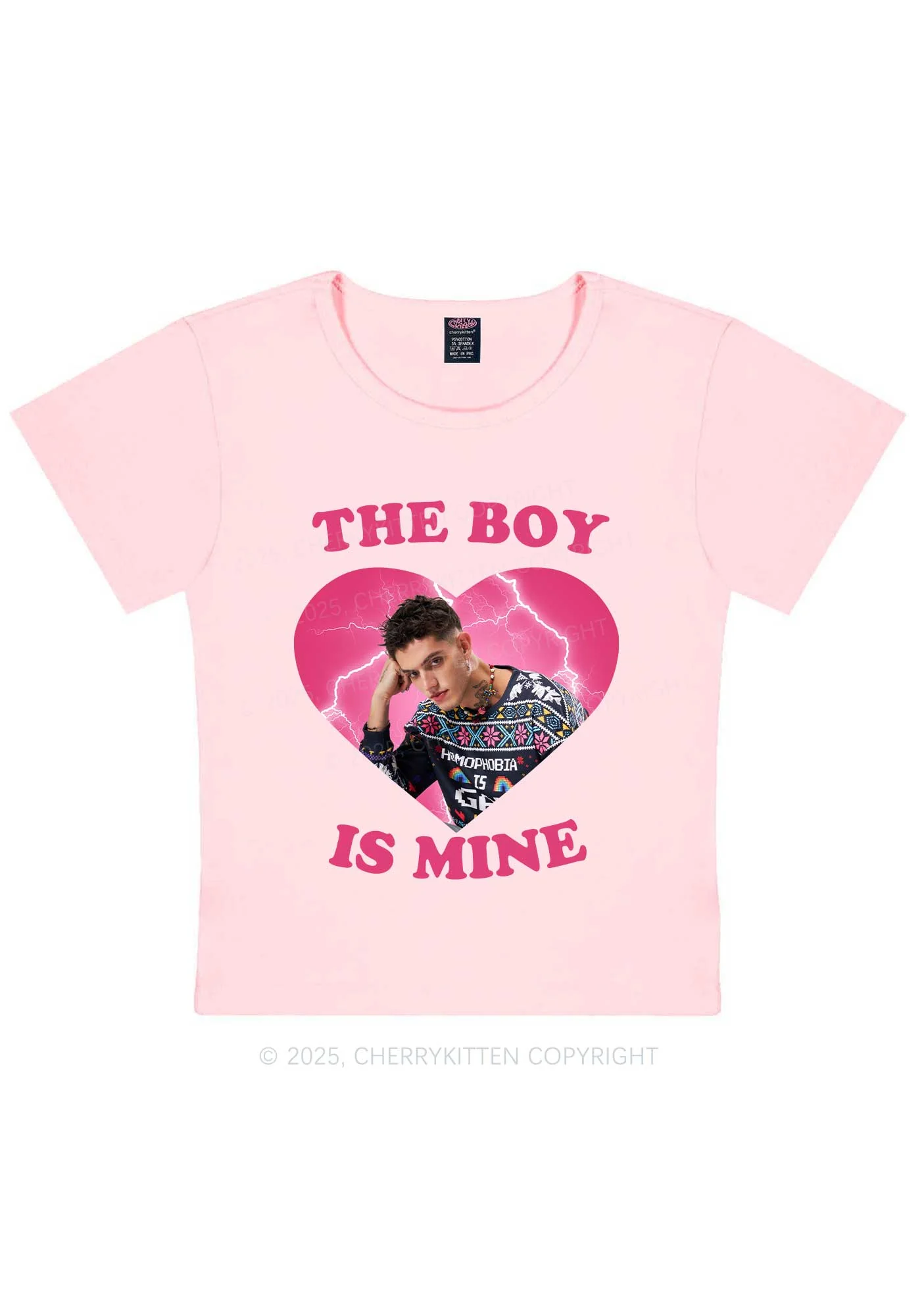 Custom The Boy Is Mine Y2K Baby Tee Cherrykitten - Image 9