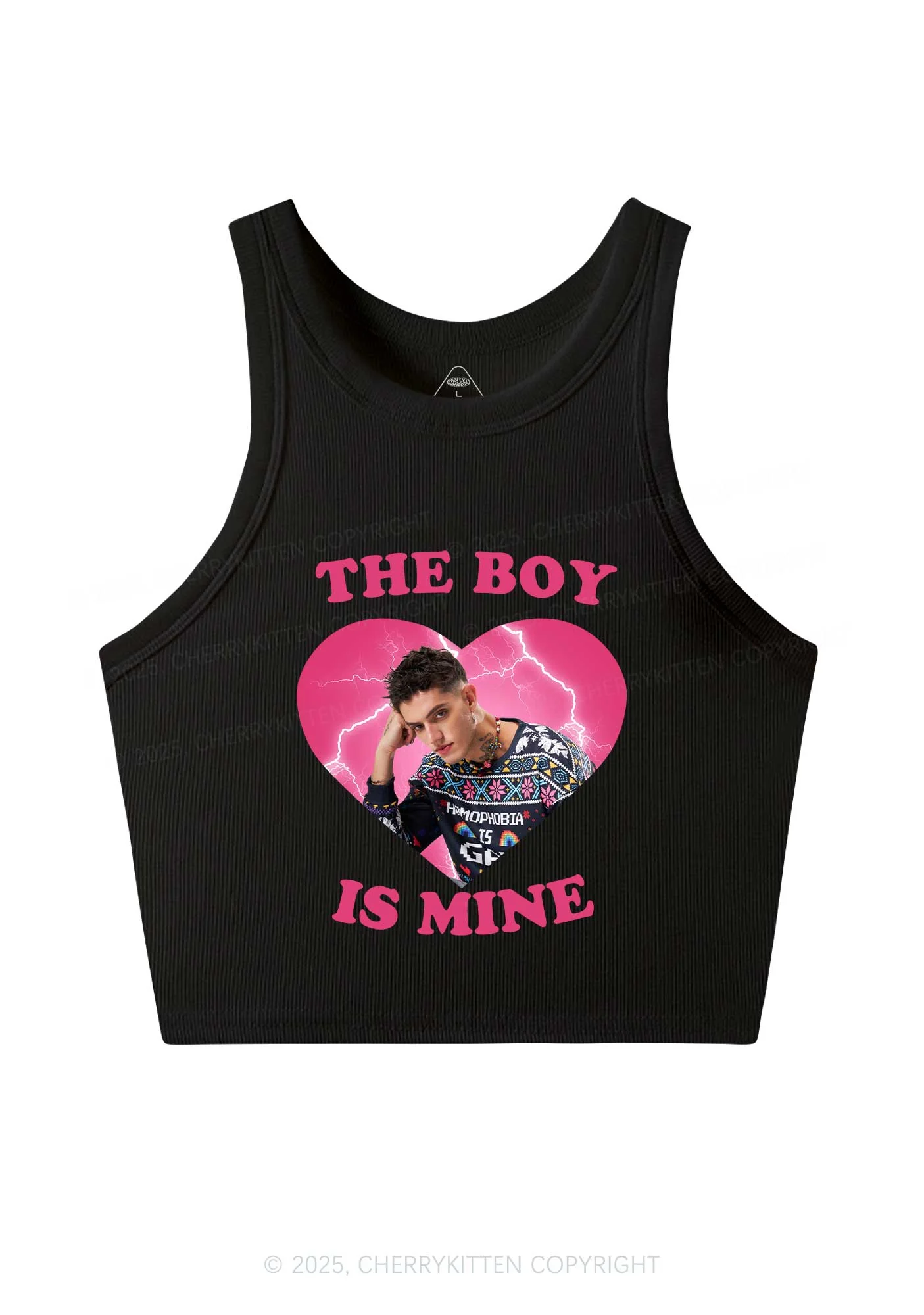 Custom The Boy Is Mine Y2K Crop Tank Top Cherrykitten - Image 3