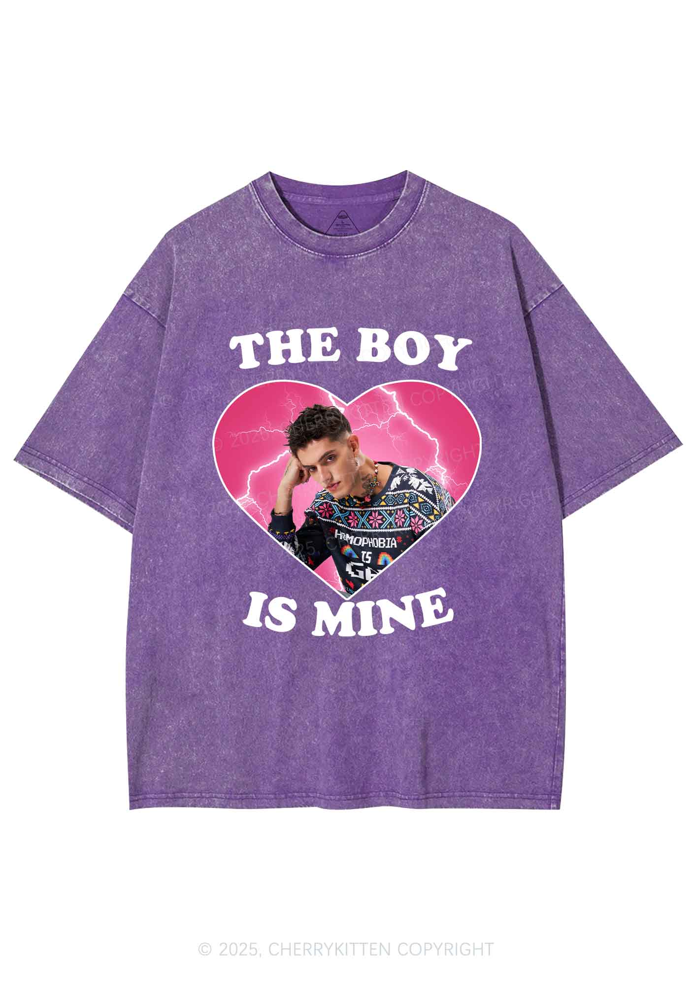 Custom The Boy Is Mine Y2K Shirts Washed Tee Cherrykitten - Image 4
