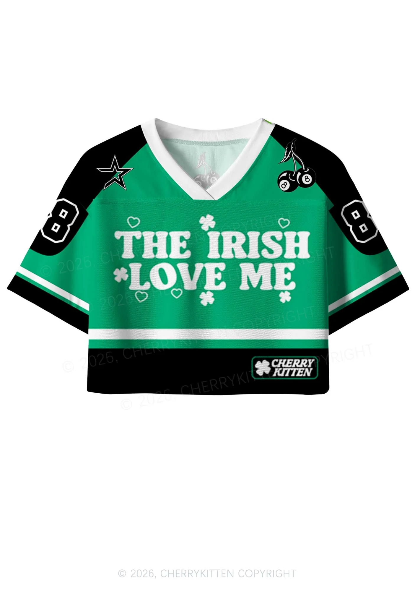 Custom The Irish Love Me St Patricks Y2K Crop Sport Jersey Shirts Cherrykitten - Image 3