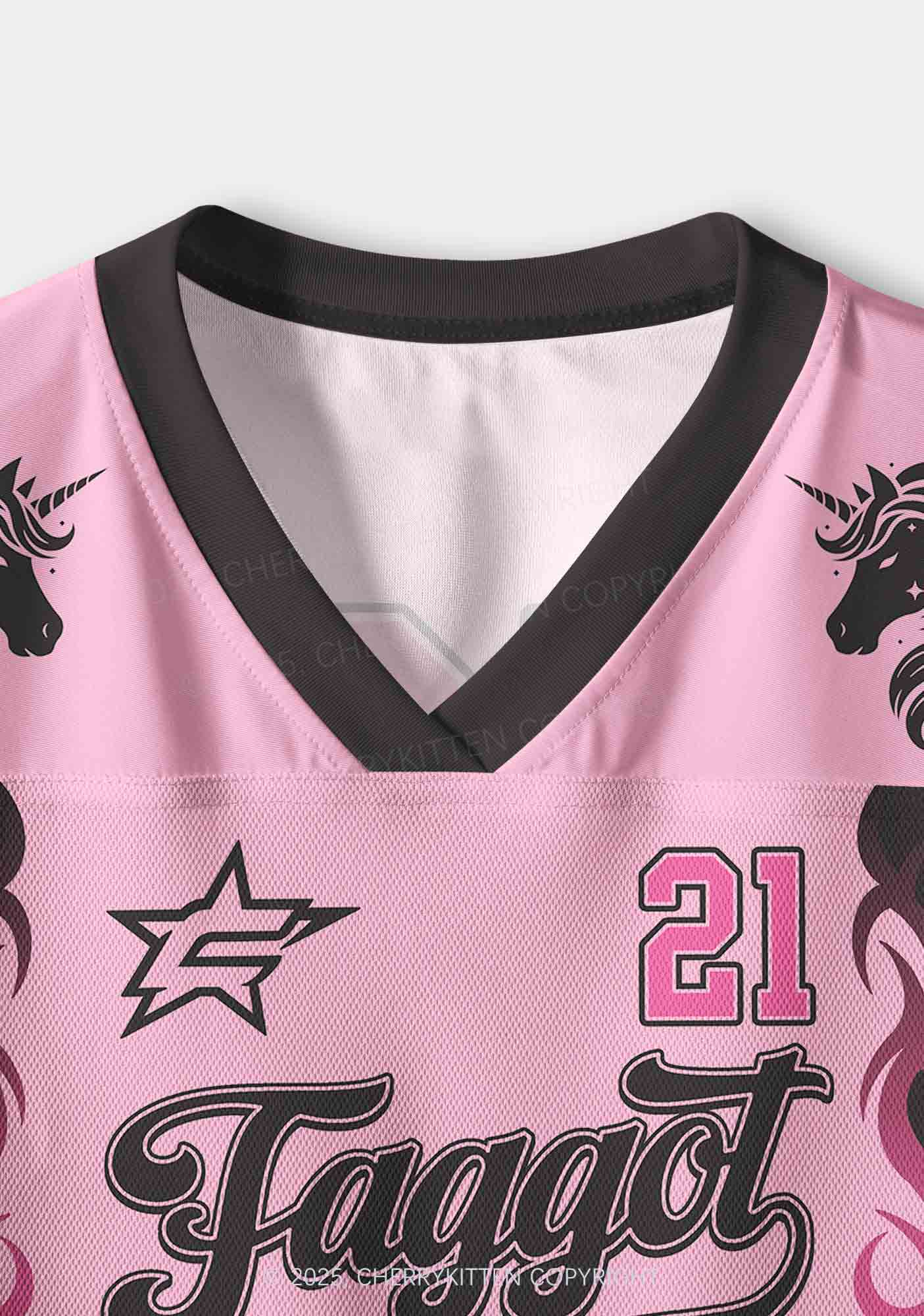 Custom Unicorn Faggot Pride Y2K Crop Sport Jersey Shirts Cherrykitten - Image 4